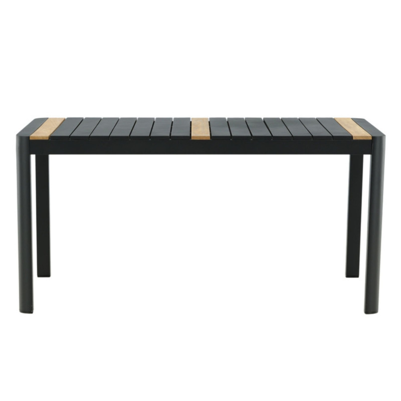 Table de jardin 150x90cm en aluminium et teck noir