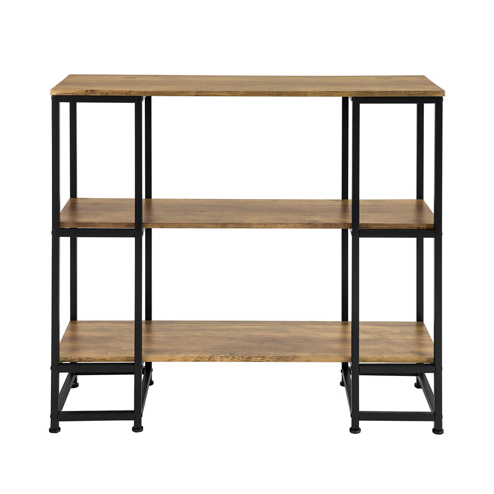 Table console cadre en métal noir avec 3 étagères