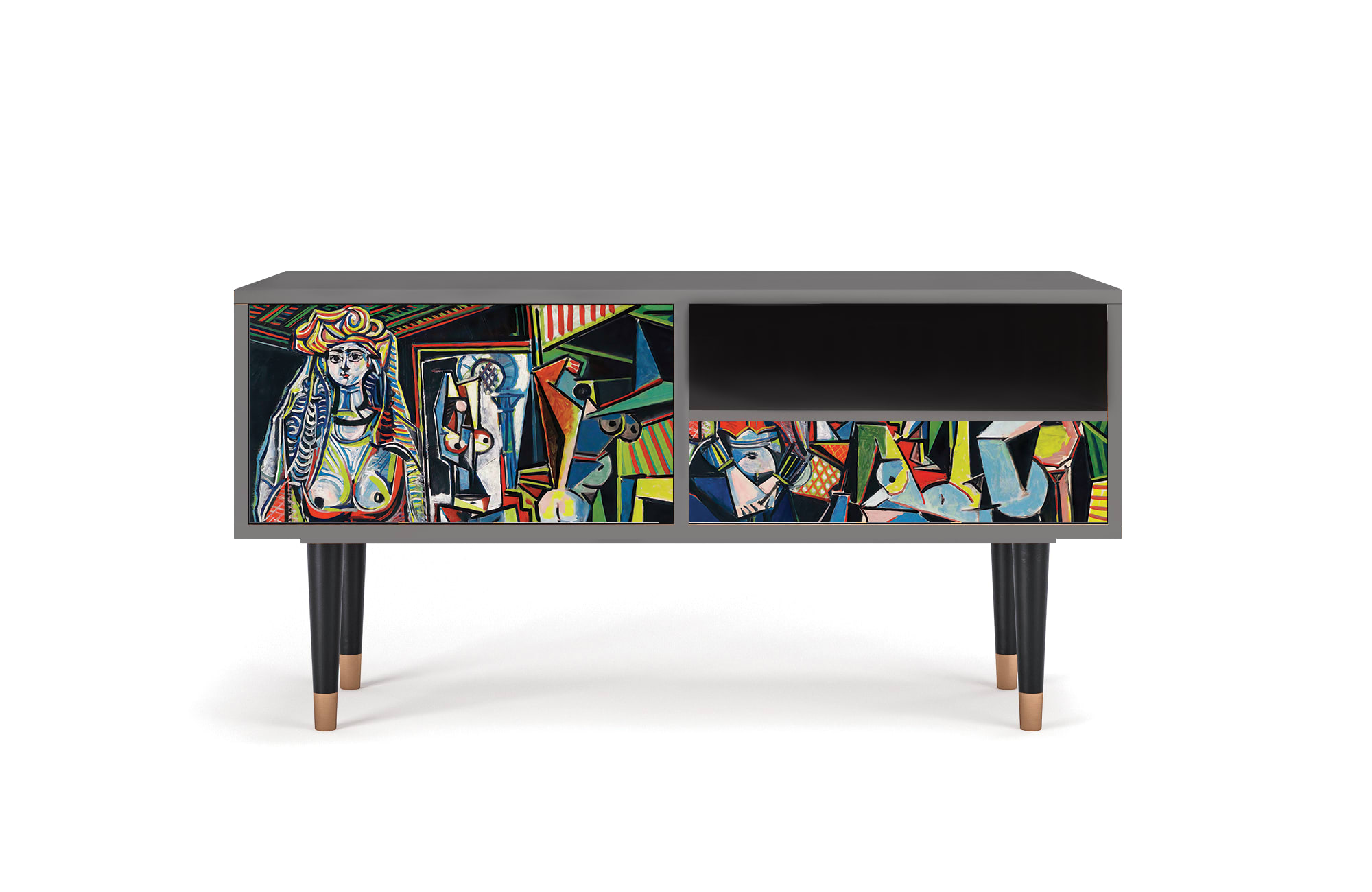 Meuble TV  multicolore 1 tiroir et 1 porte L 115 cm