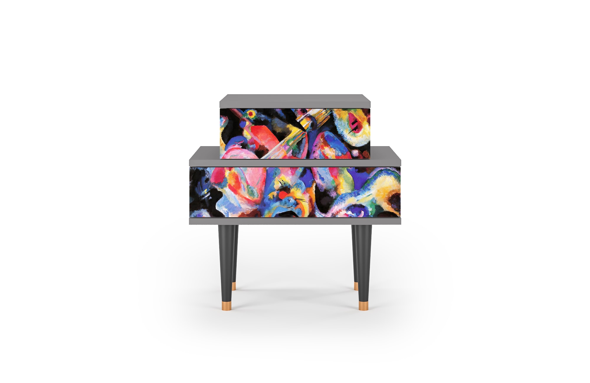 table de chevet multicolore 2 tiroirs l 58 cm