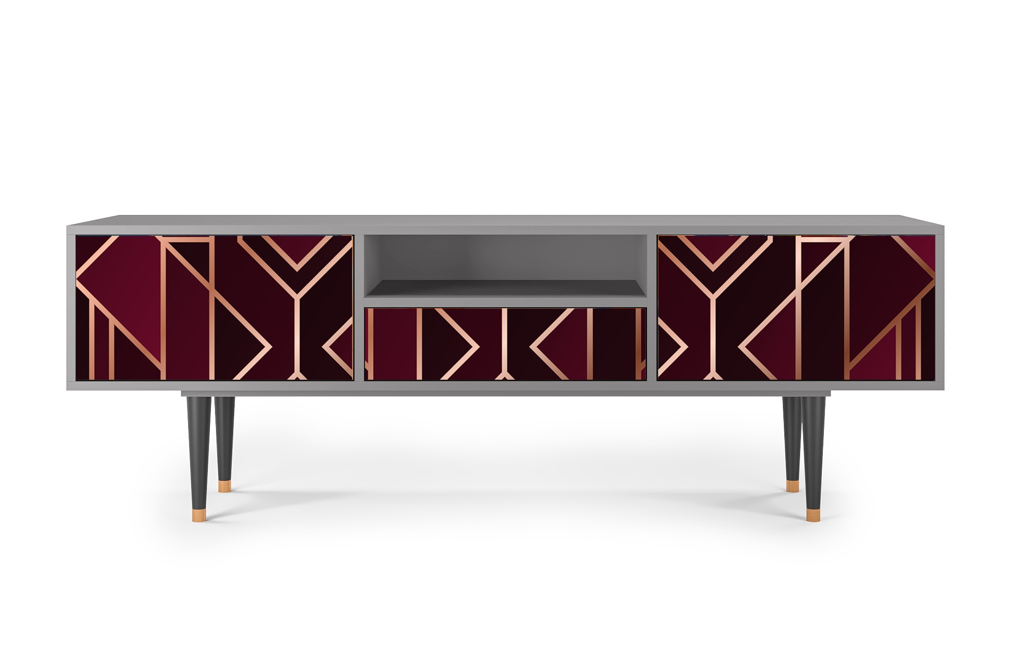 Meuble TV  bordeaux 1 tiroir et 2 portes L 170 cm