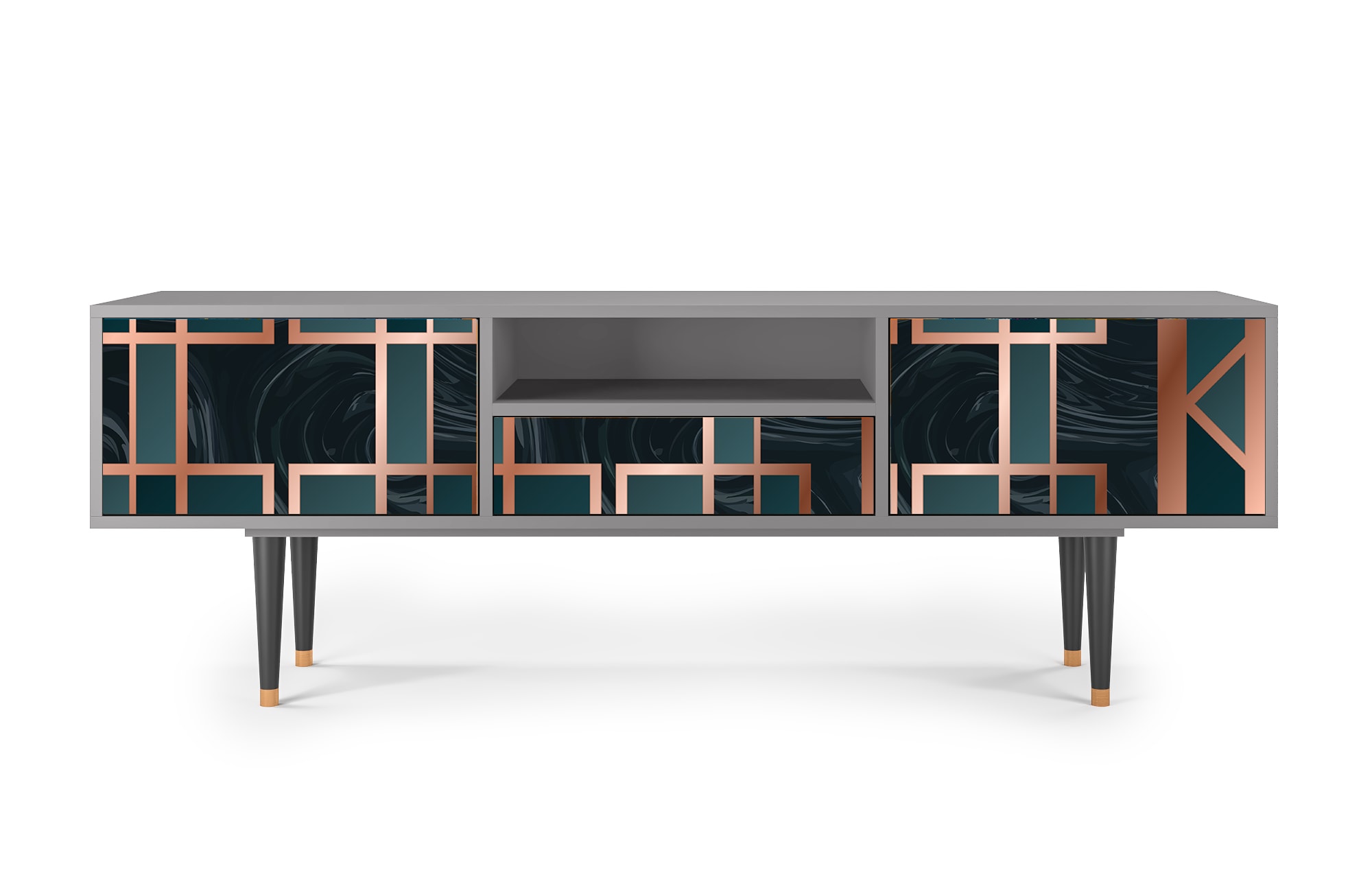 Meuble TV  bleu-vert 1 tiroir et 2 portes L 170 cm