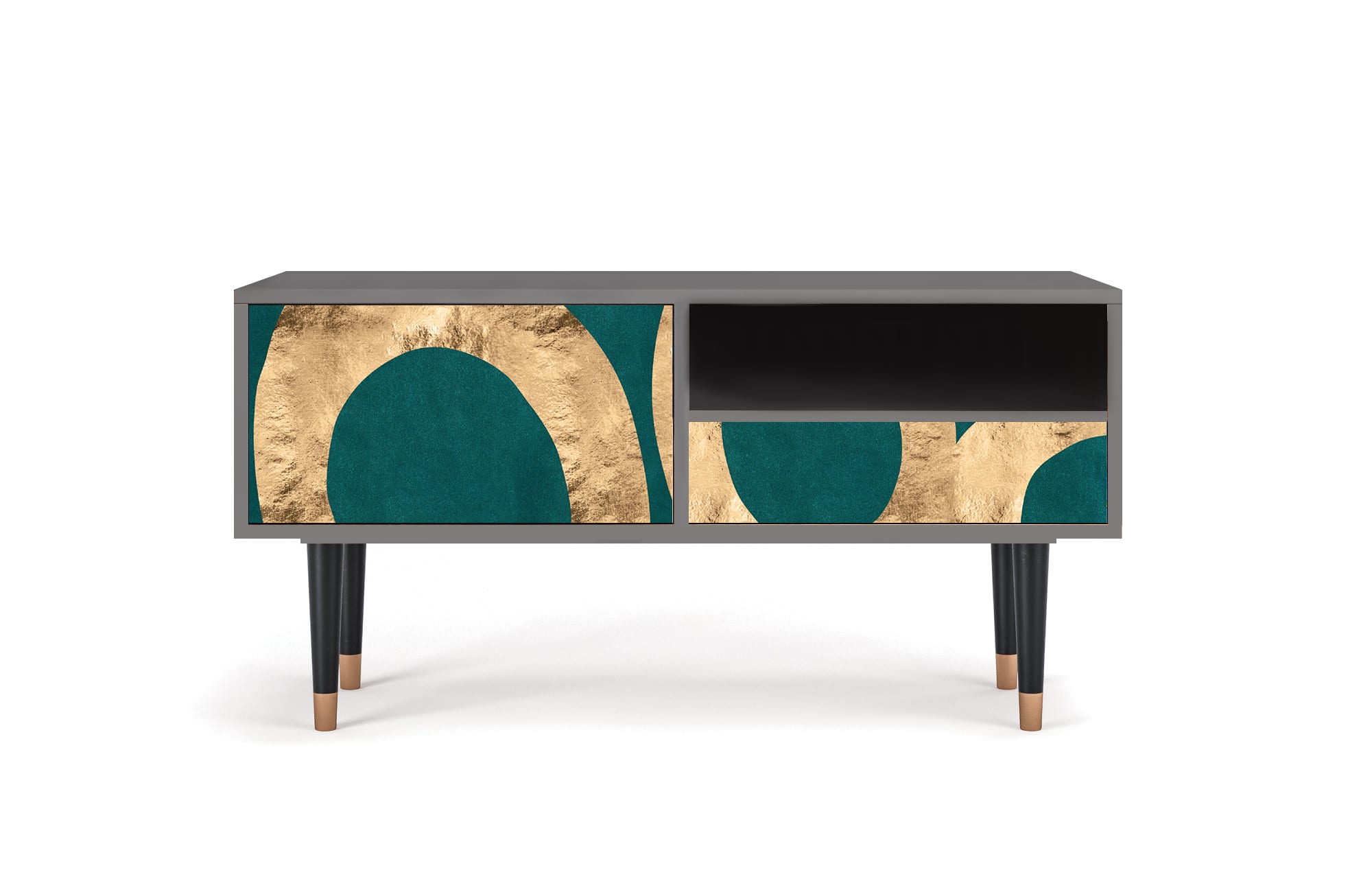 Meuble TV  bleu-vert 1 tiroir et 1 porte L 115 cm