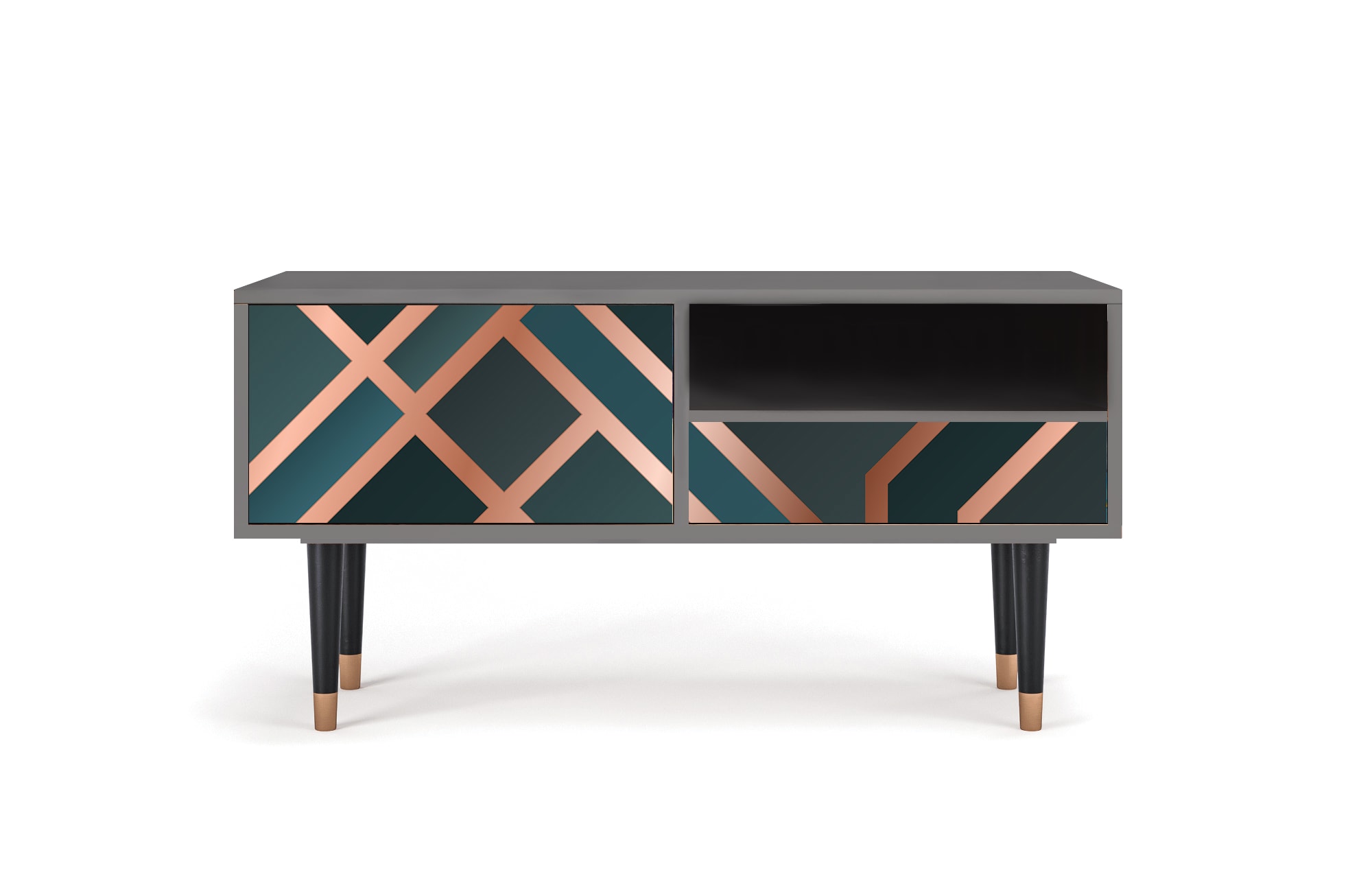 Meuble TV  bleu-vert 1 tiroir et 1 porte L 115 cm