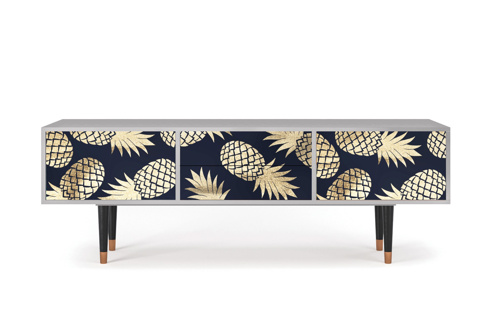 Meuble TV  bleu et jaune 2 tiroirs et 2 portes L 170 cm