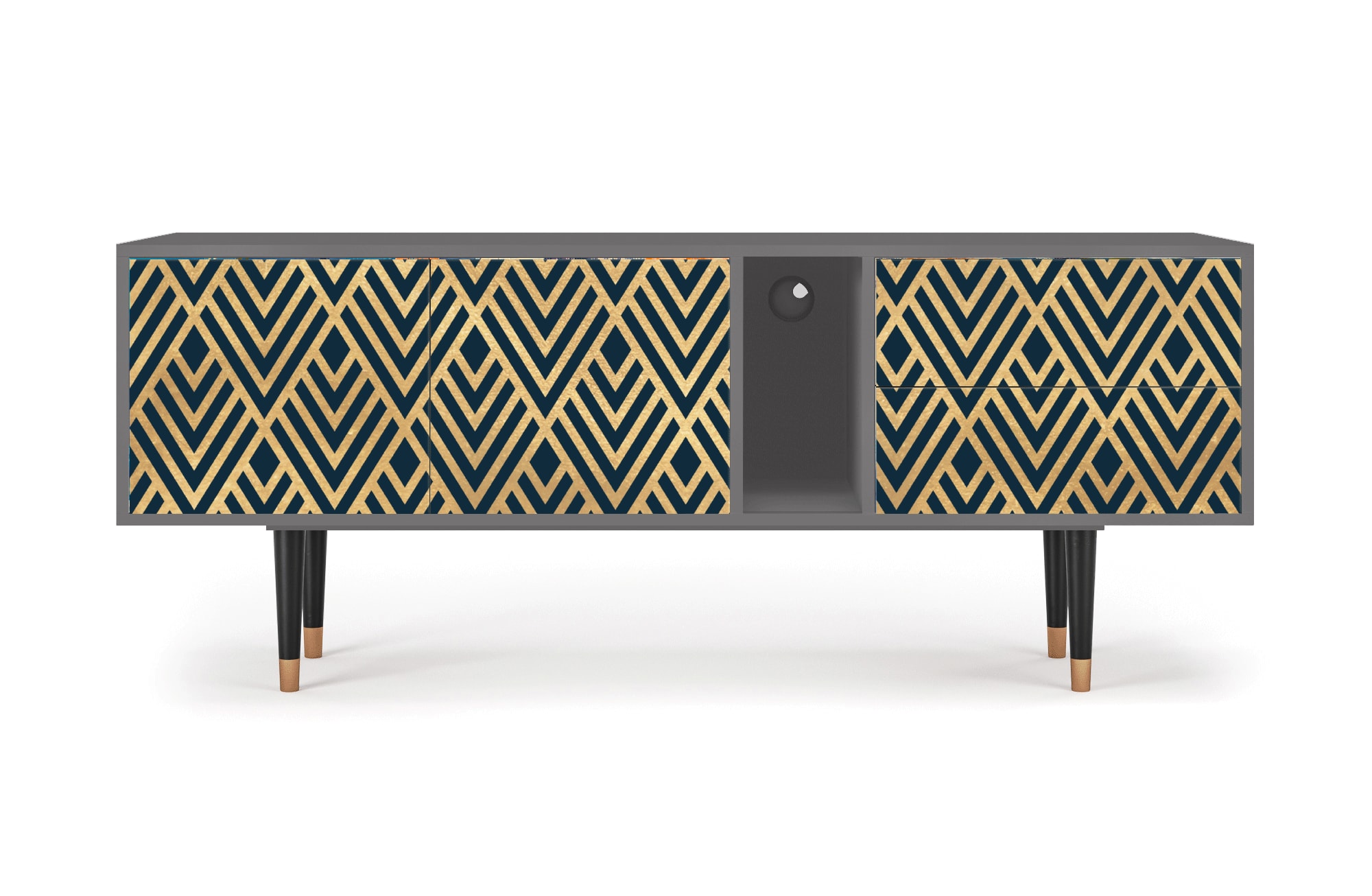 Meuble TV  bleu 2 tiroirs et 2 portes L 170 cm