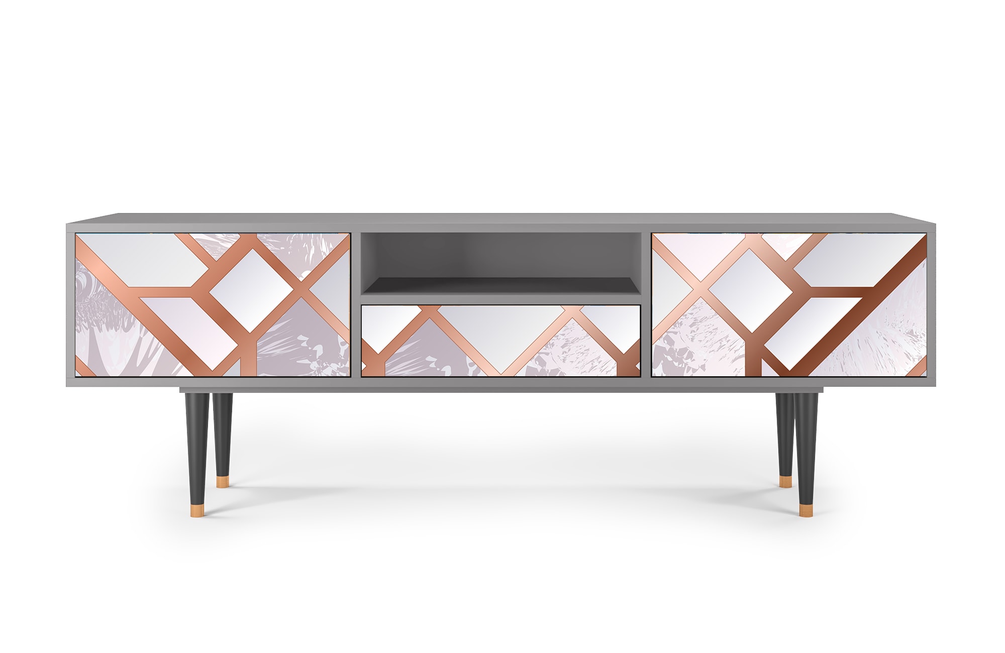 Meuble TV rose clair 1 tiroir et 2 portes L 170 cm