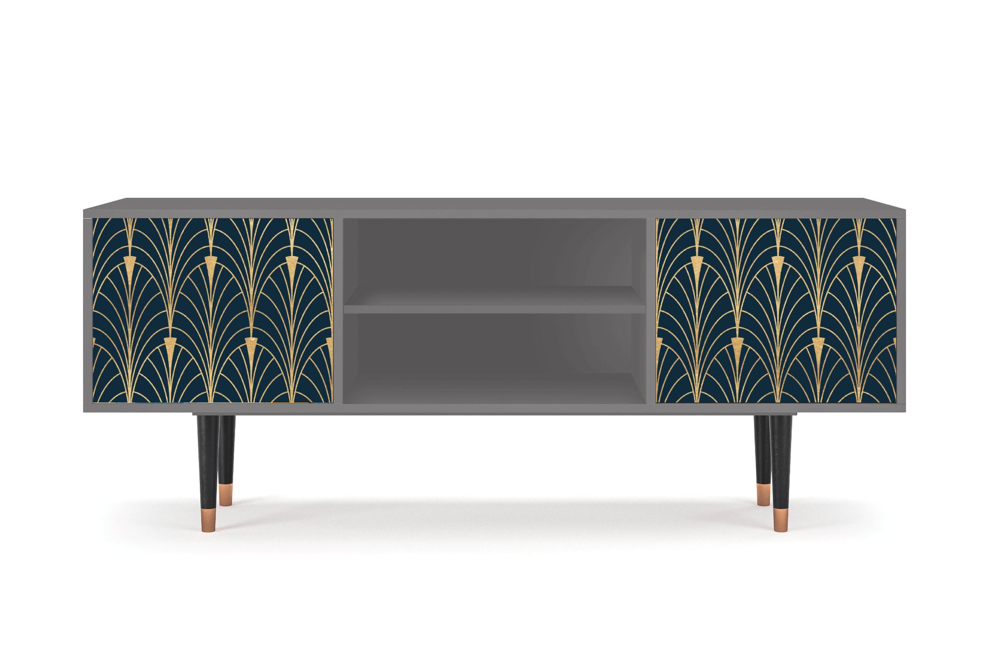 Meuble TV  bleu et jaune 2 portes L 170 cm