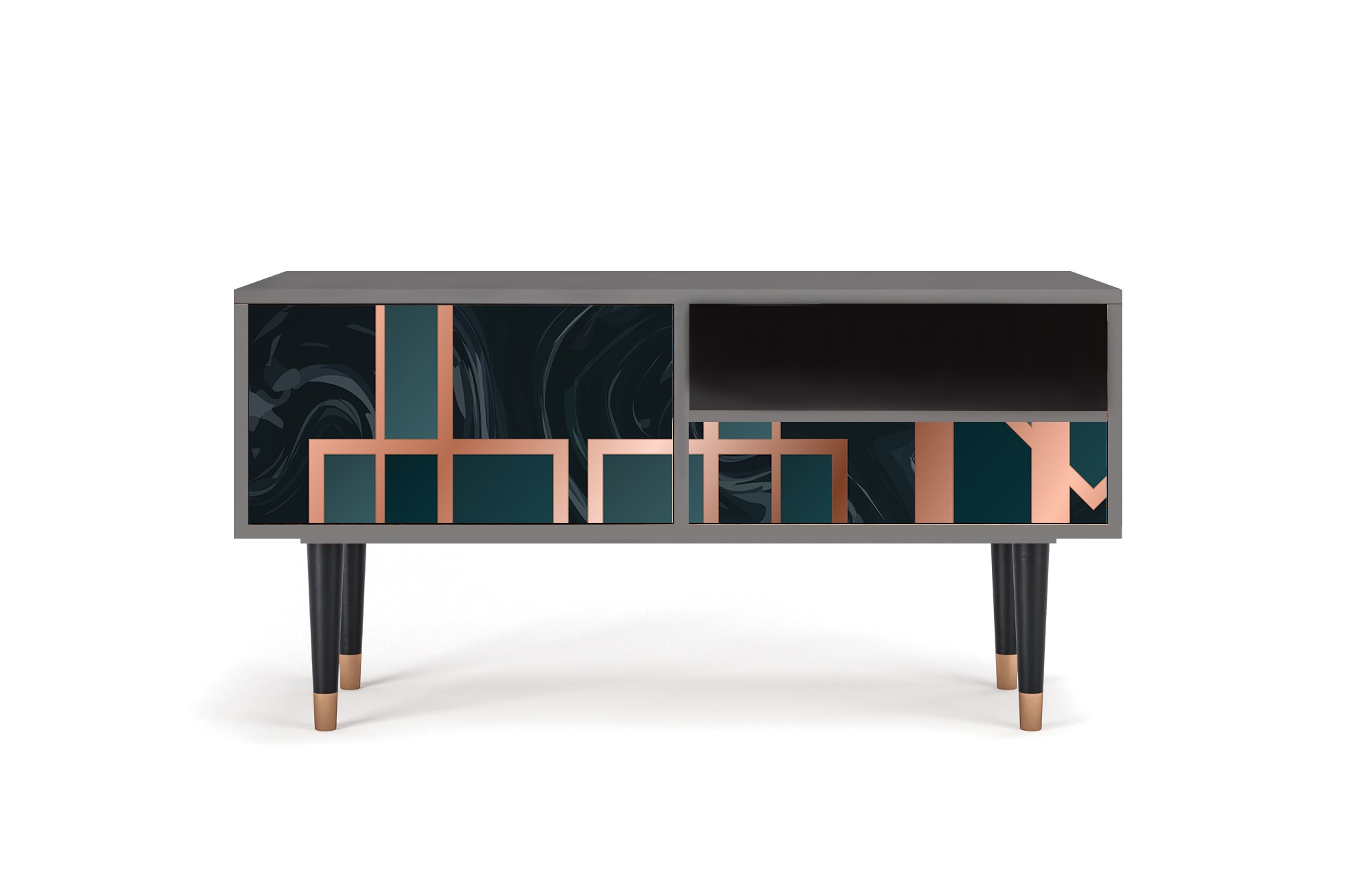 Meuble TV  bleu-vert 1 tiroir et 1 porte L 115 cm