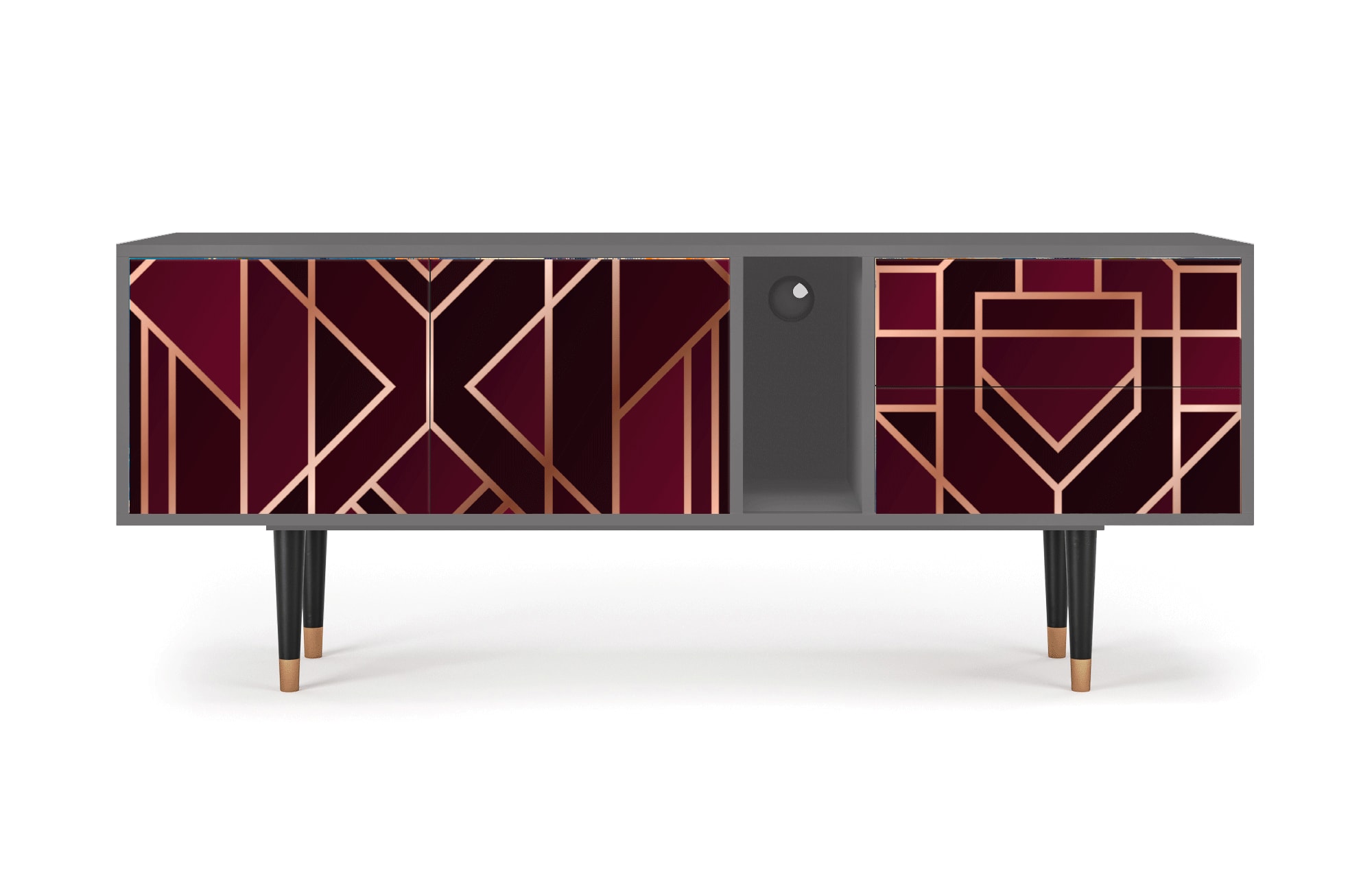 Meuble TV  bordeaux 2 tiroirs et 2 portes L 170 cm