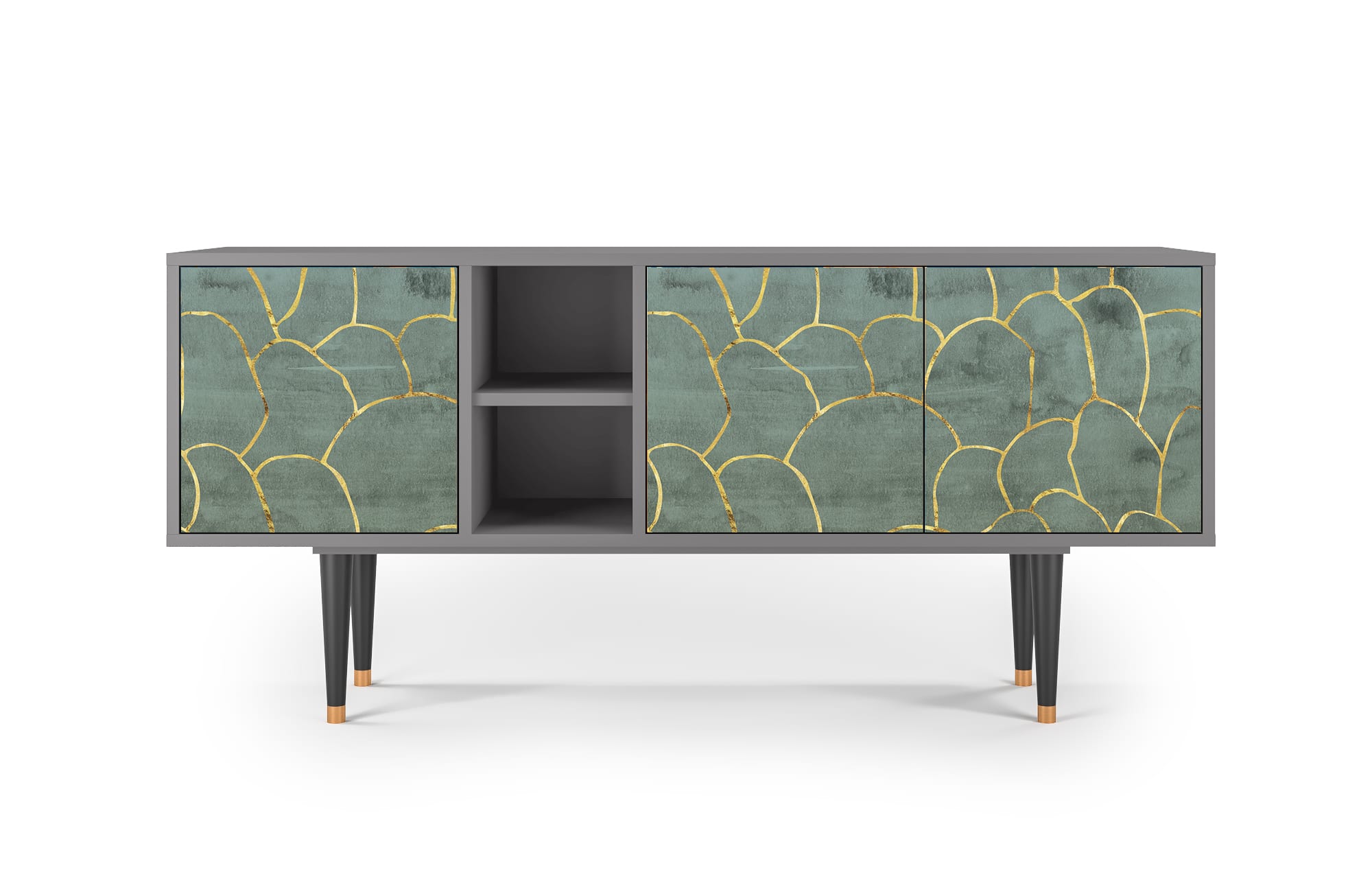 Meuble TV  bleu-vert 3 tiroirs L 150 cm