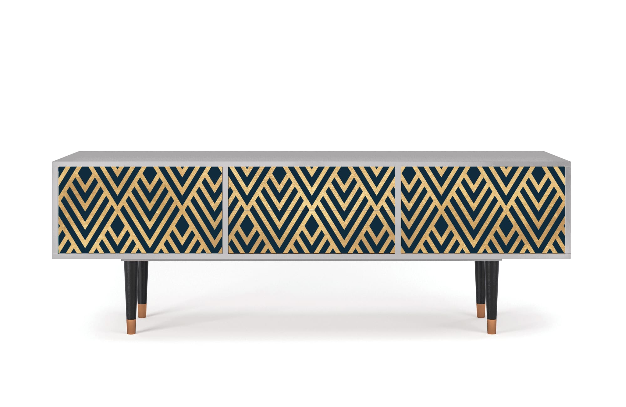 Meuble TV  bleu 2 tiroirs et 2 portes L 170 cm