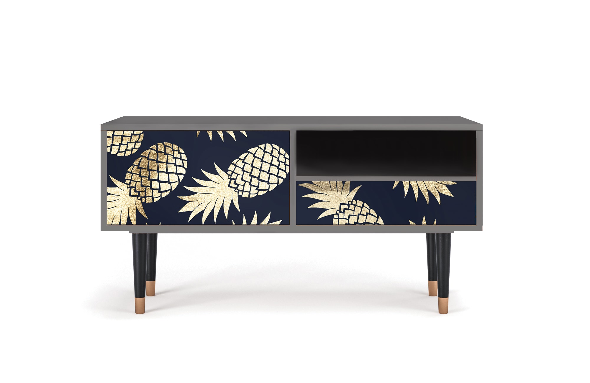 Meuble TV  bleu et jaune 1 tiroir et 1 porte L 115 cm