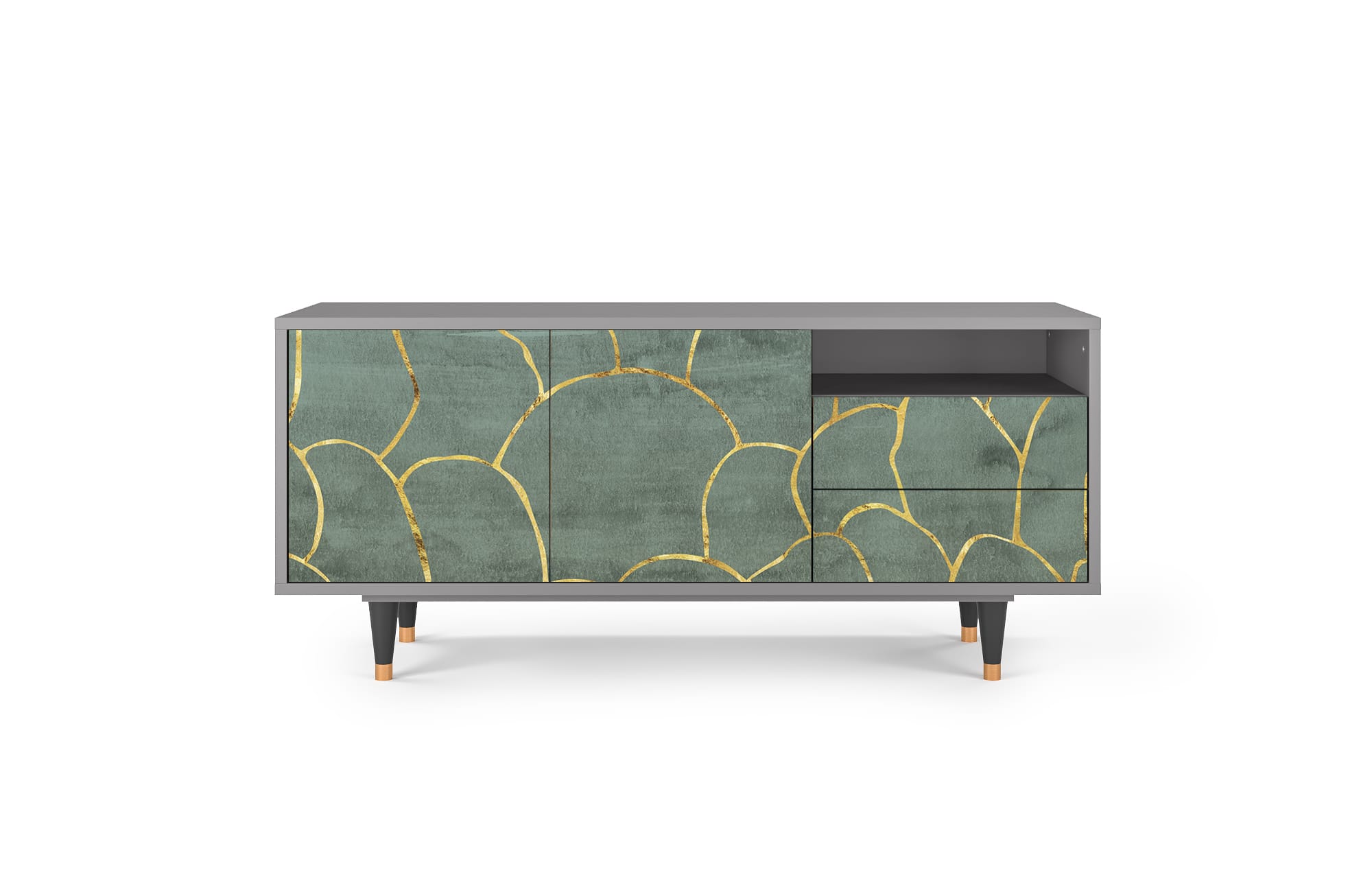 Meuble TV  bleu-vert 2 tiroirs et 2 portes L 125 cm