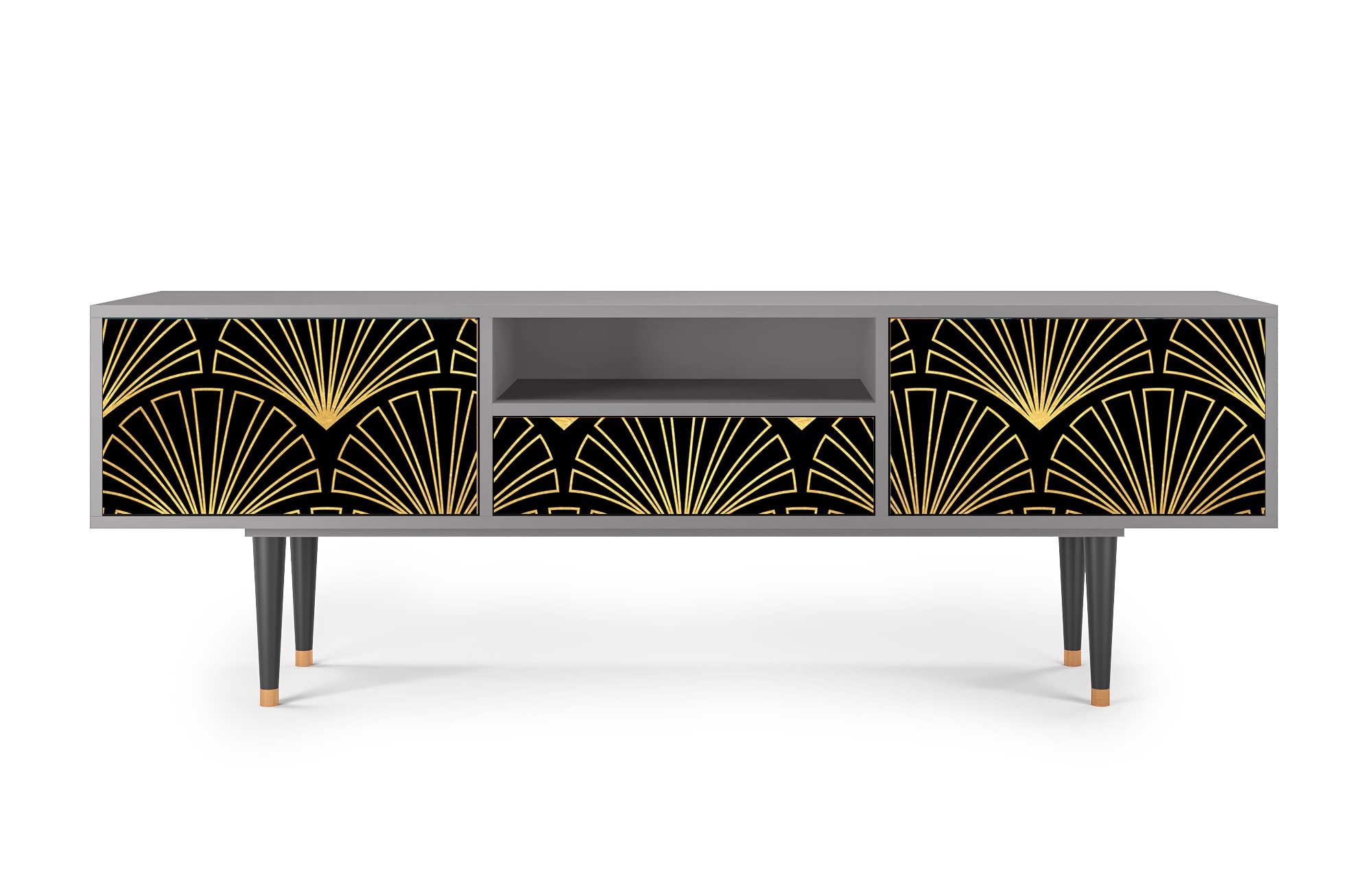 Meuble TV  noir 1 tiroir et 2 portes L 170 cm