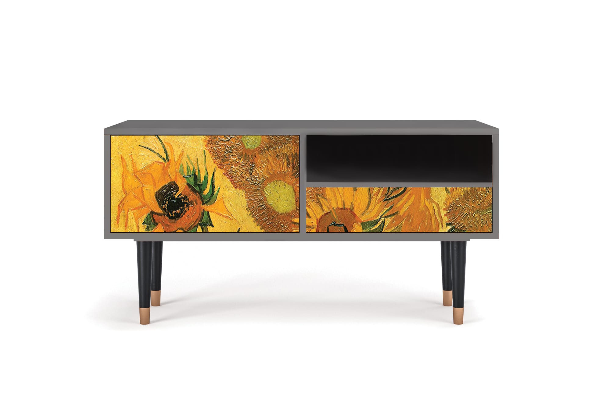 Meuble TV  jaune 1 tiroir et 1 porte L 115 cm