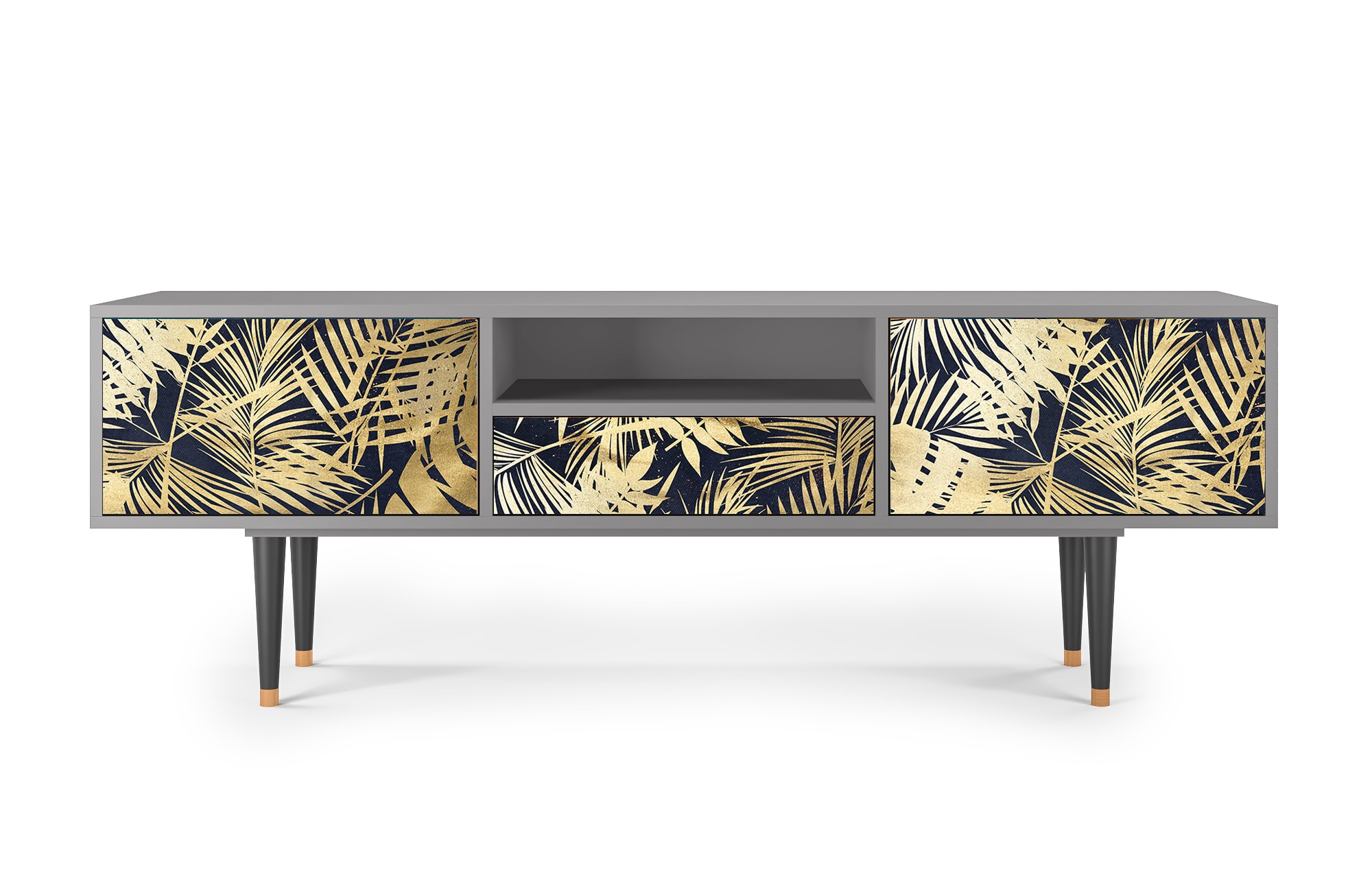 Meuble TV  bleu et jaune 1 tiroir et 2 portes L 170 cm