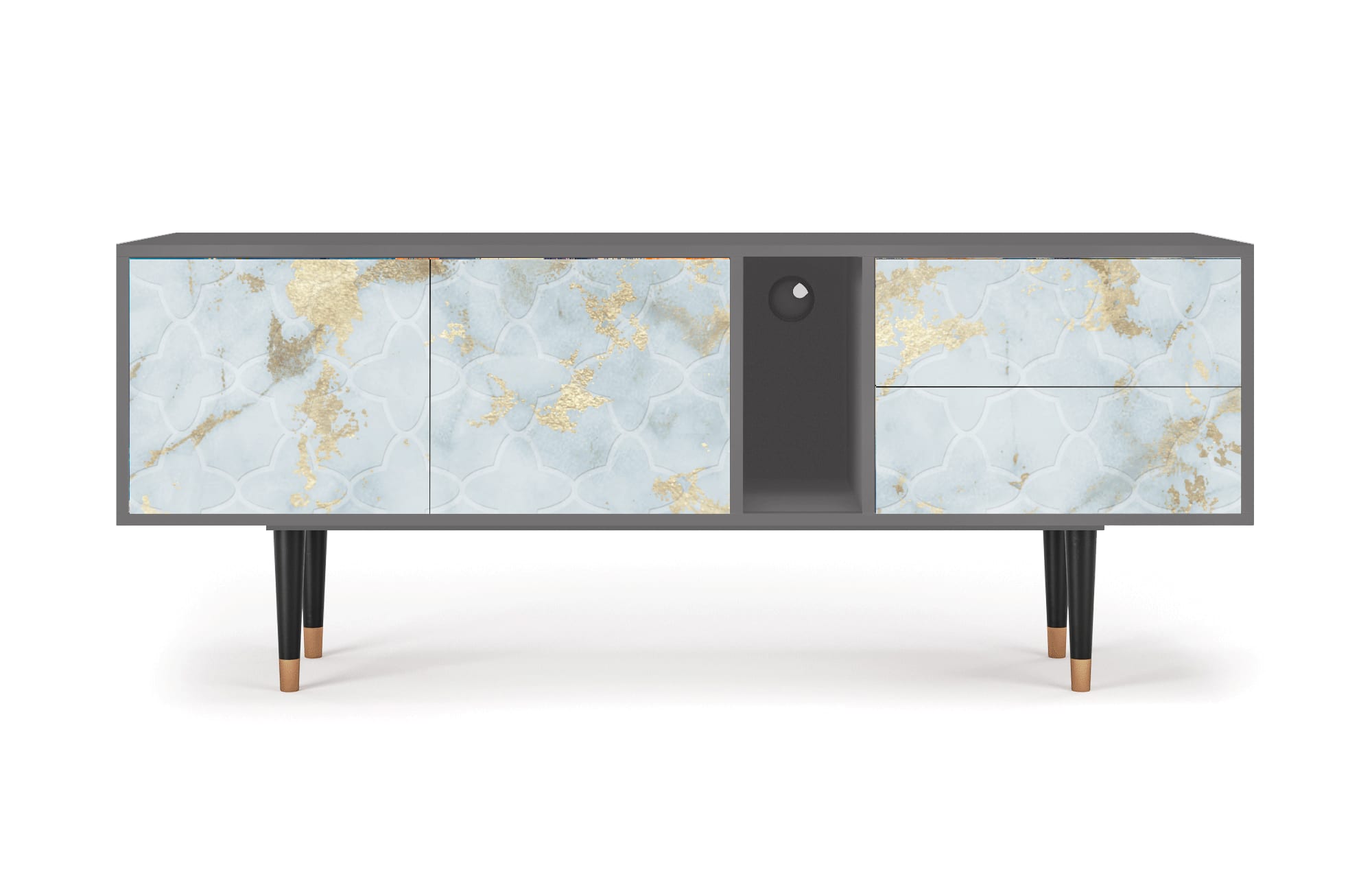 Meuble TV  blanc clair 2 tiroirs et 2 portes L 170 cm