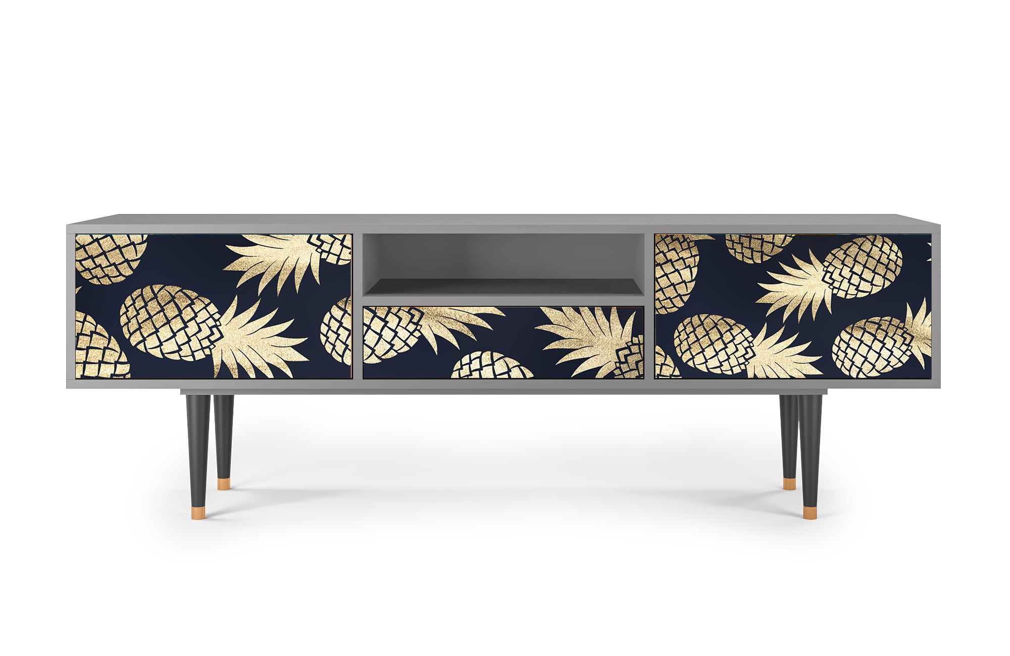 Meuble TV  bleu et jaune 1 tiroir et 2 portes L 170 cm