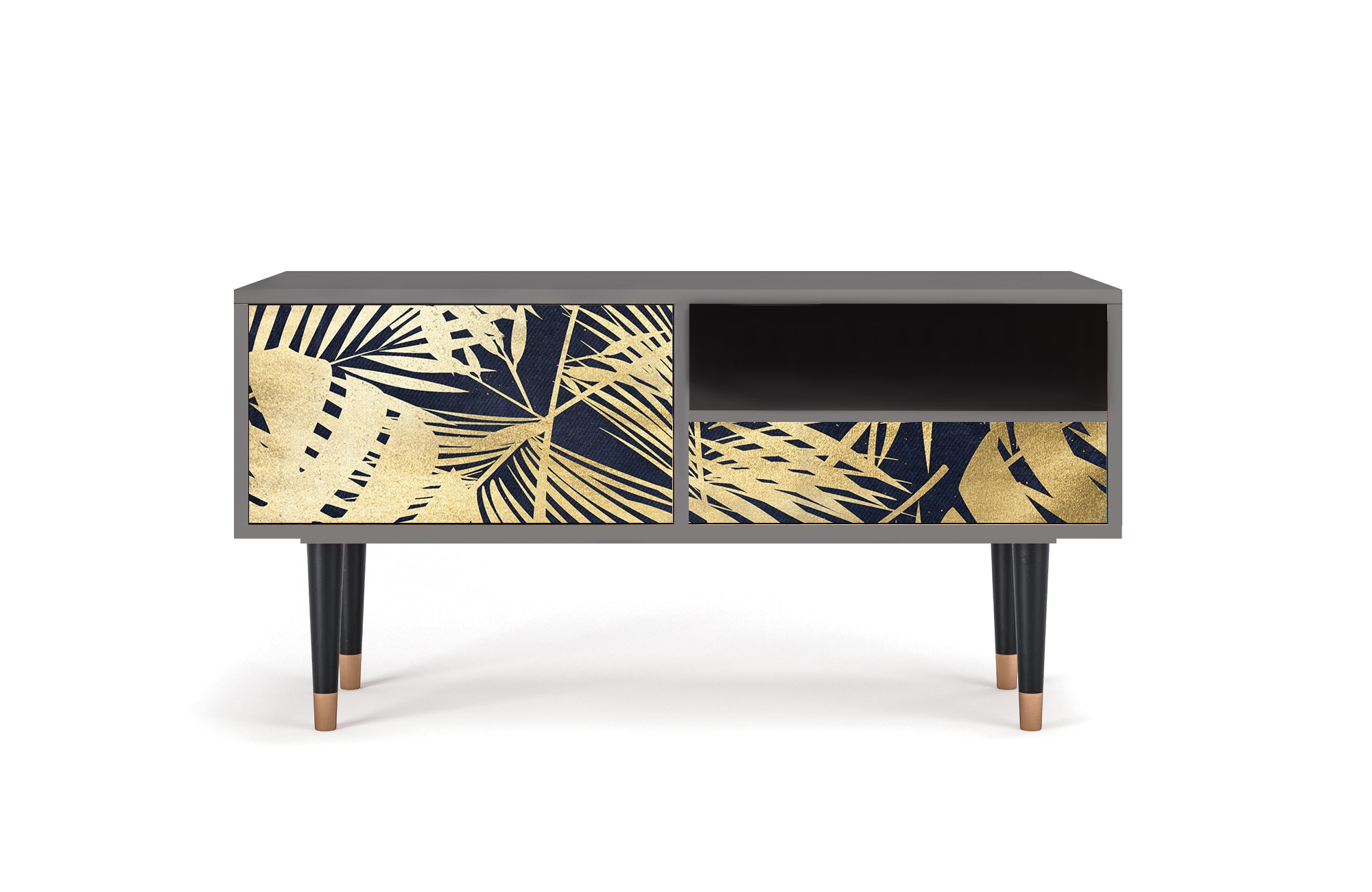 Meuble TV  bleu et jaune 1 tiroir et 1 porte L 115 cm