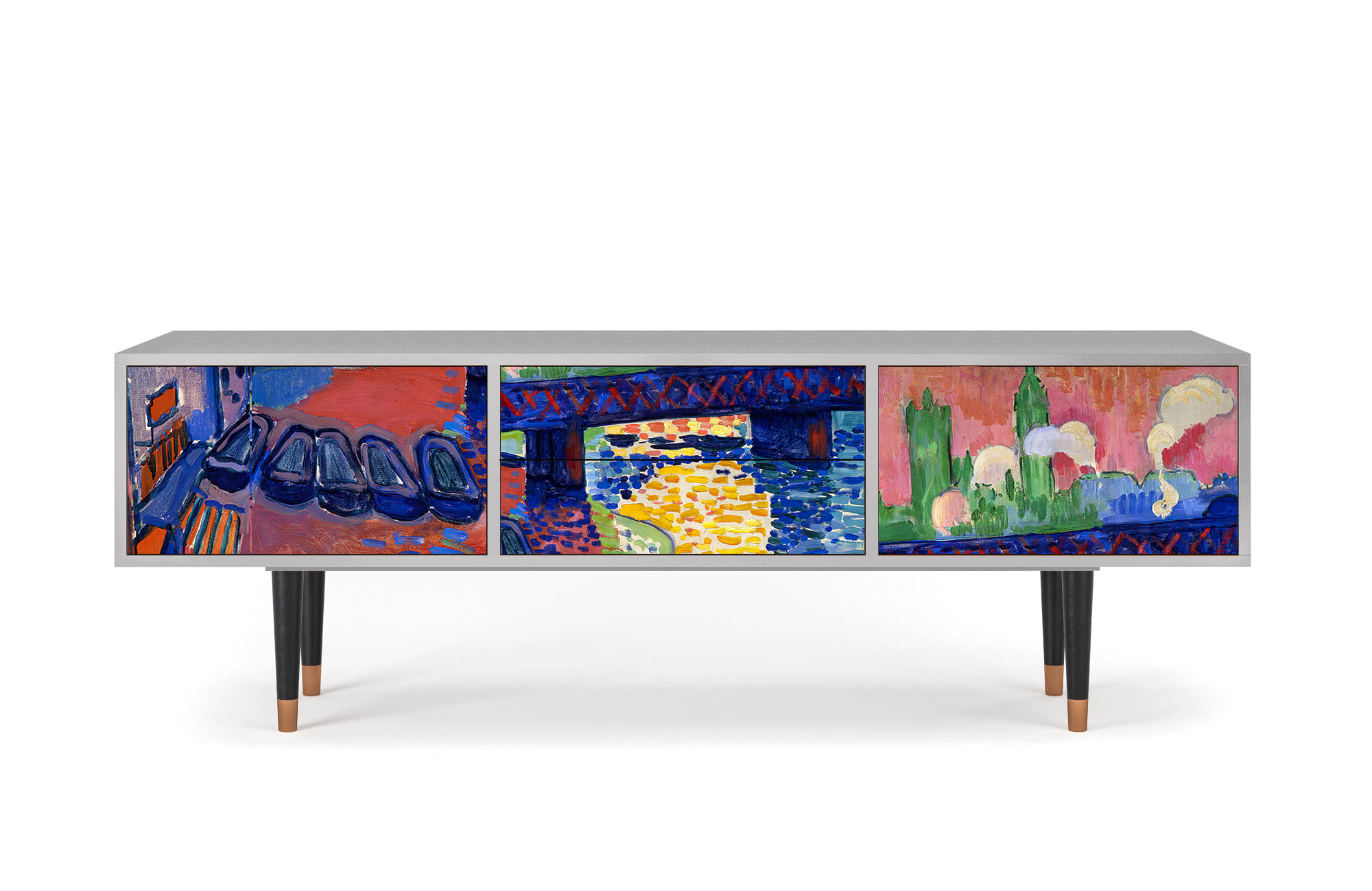 Meuble TV  multicolore 2 tiroirs et 2 portes L 170 cm