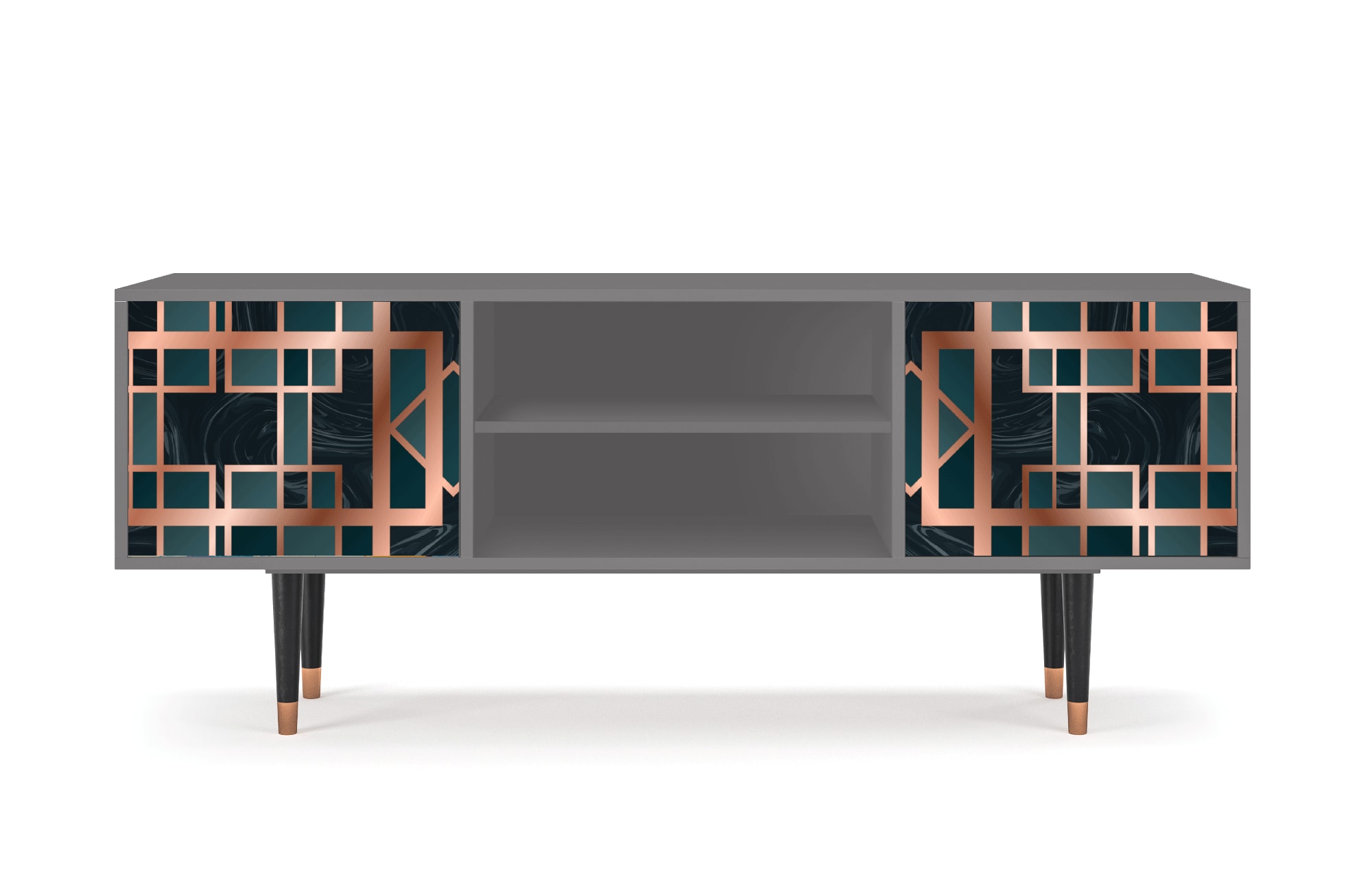 Meuble TV  bleu-vert 2 portes L 170 cm