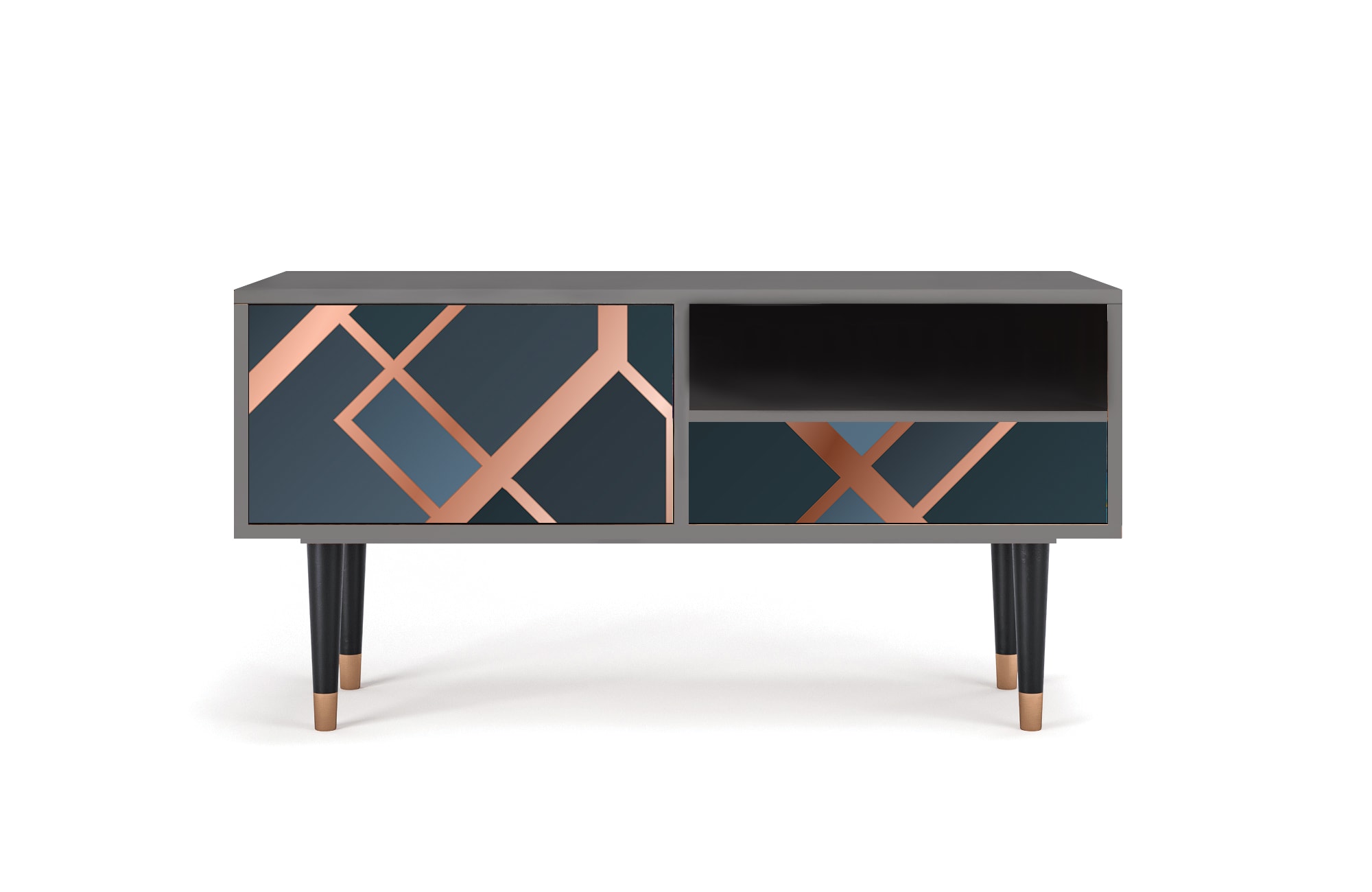 Meuble TV  bleu-vert 1 tiroir et 1 porte L 115 cm