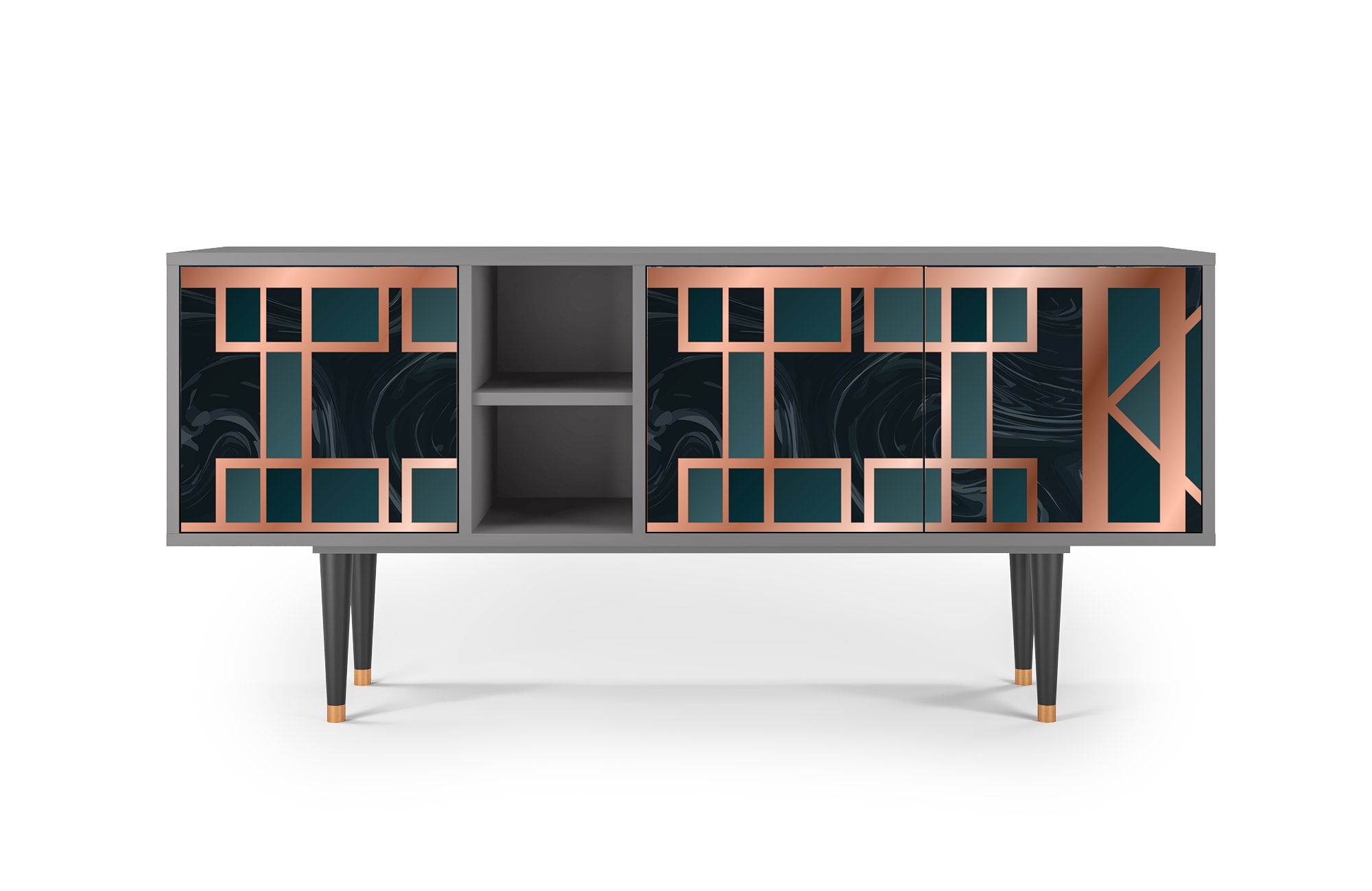 Meuble TV  bleu-vert 3 tiroirs L 150 cm