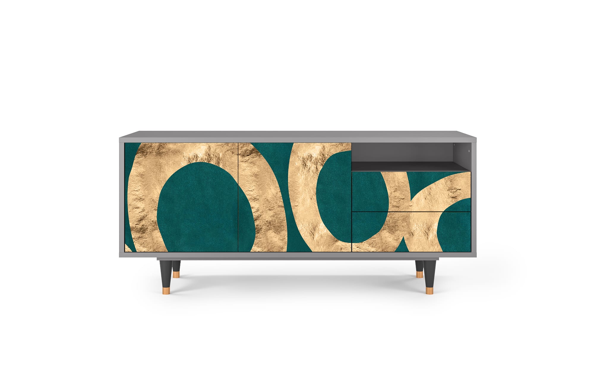 Meuble TV  bleu-vert 2 tiroirs et 2 portes L 125 cm