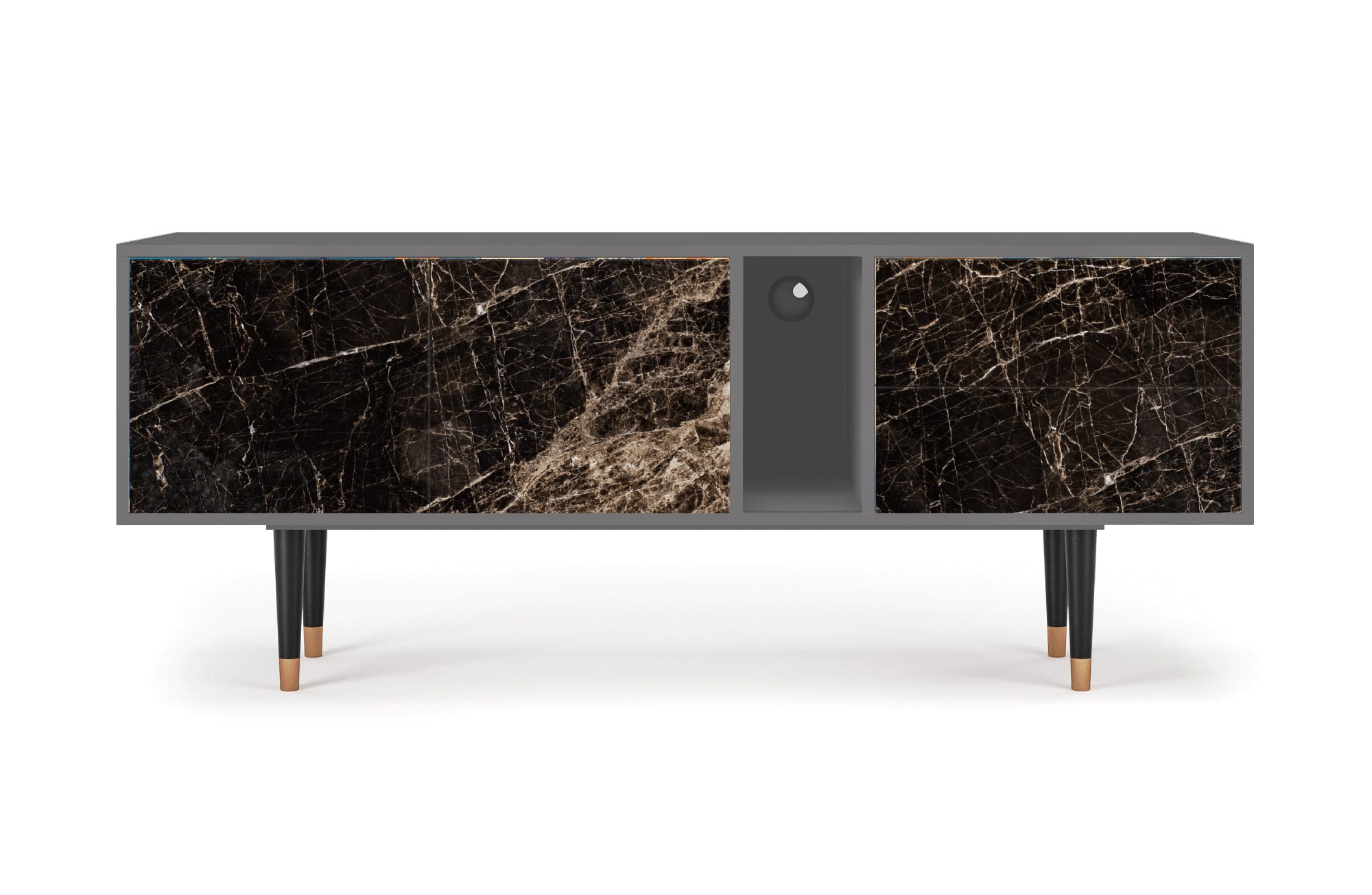 Meuble TV  noir 2 tiroirs et 2 portes L 170 cm