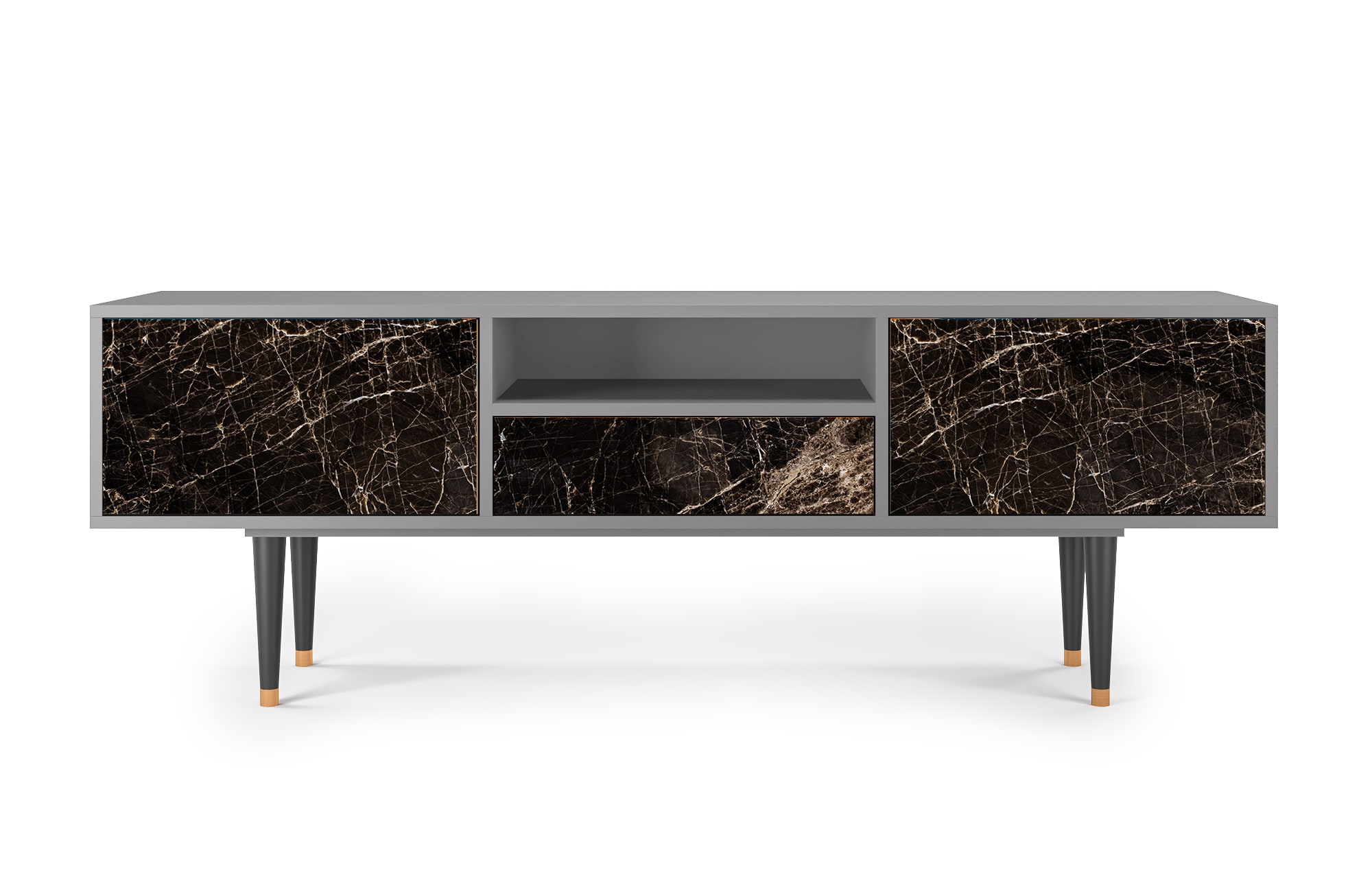 Meuble TV  noir 1 tiroir et 2 portes L 170 cm