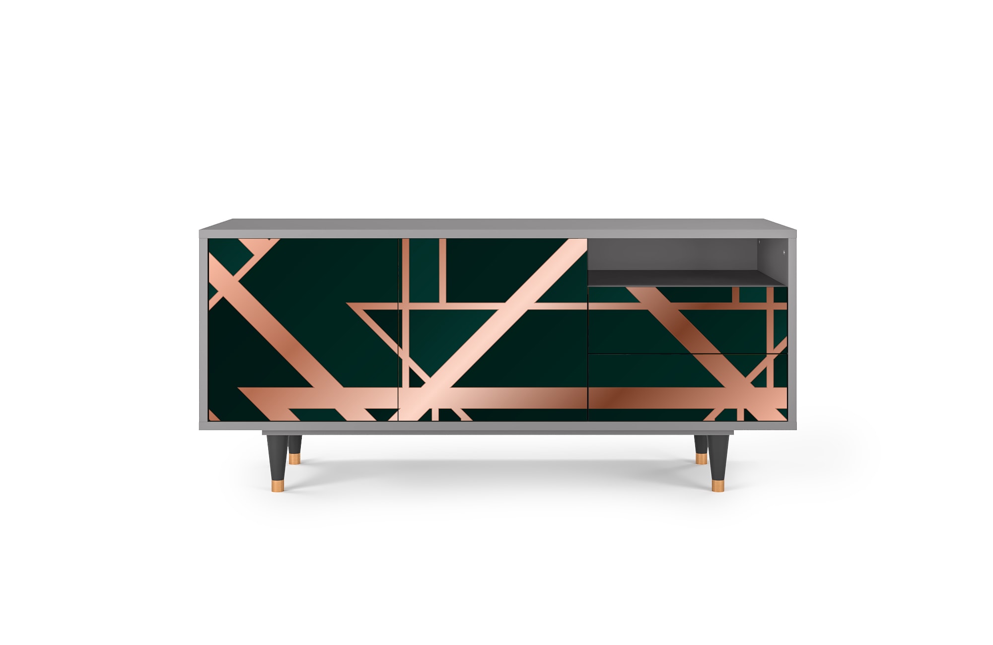 Meuble TV  vert 2 tiroirs et 2 portes L 125 cm