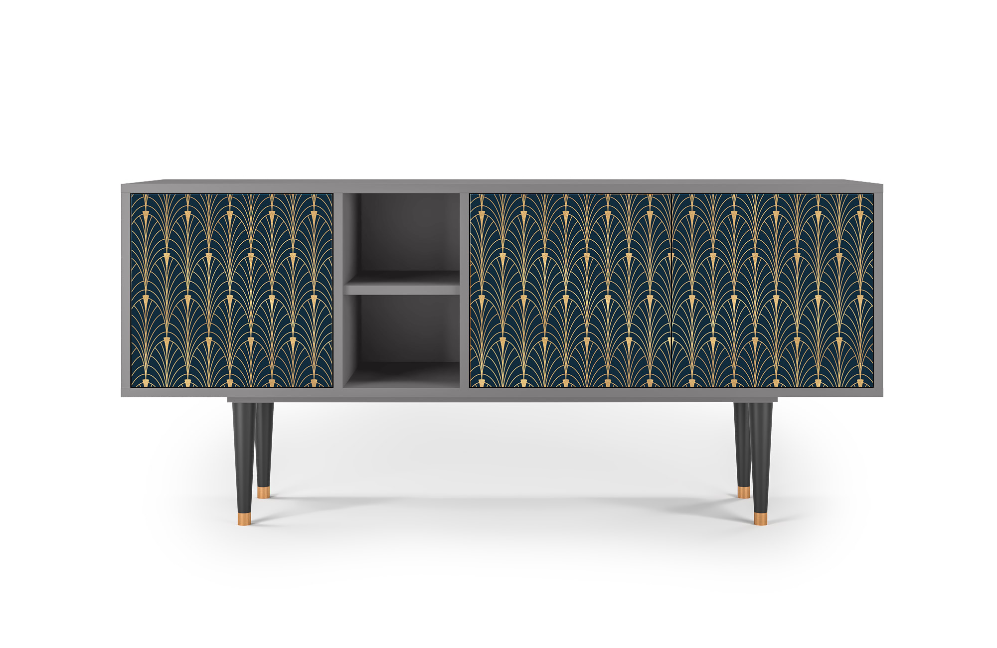 Meuble TV  bleu et jaune 3 tiroirs L 150 cm