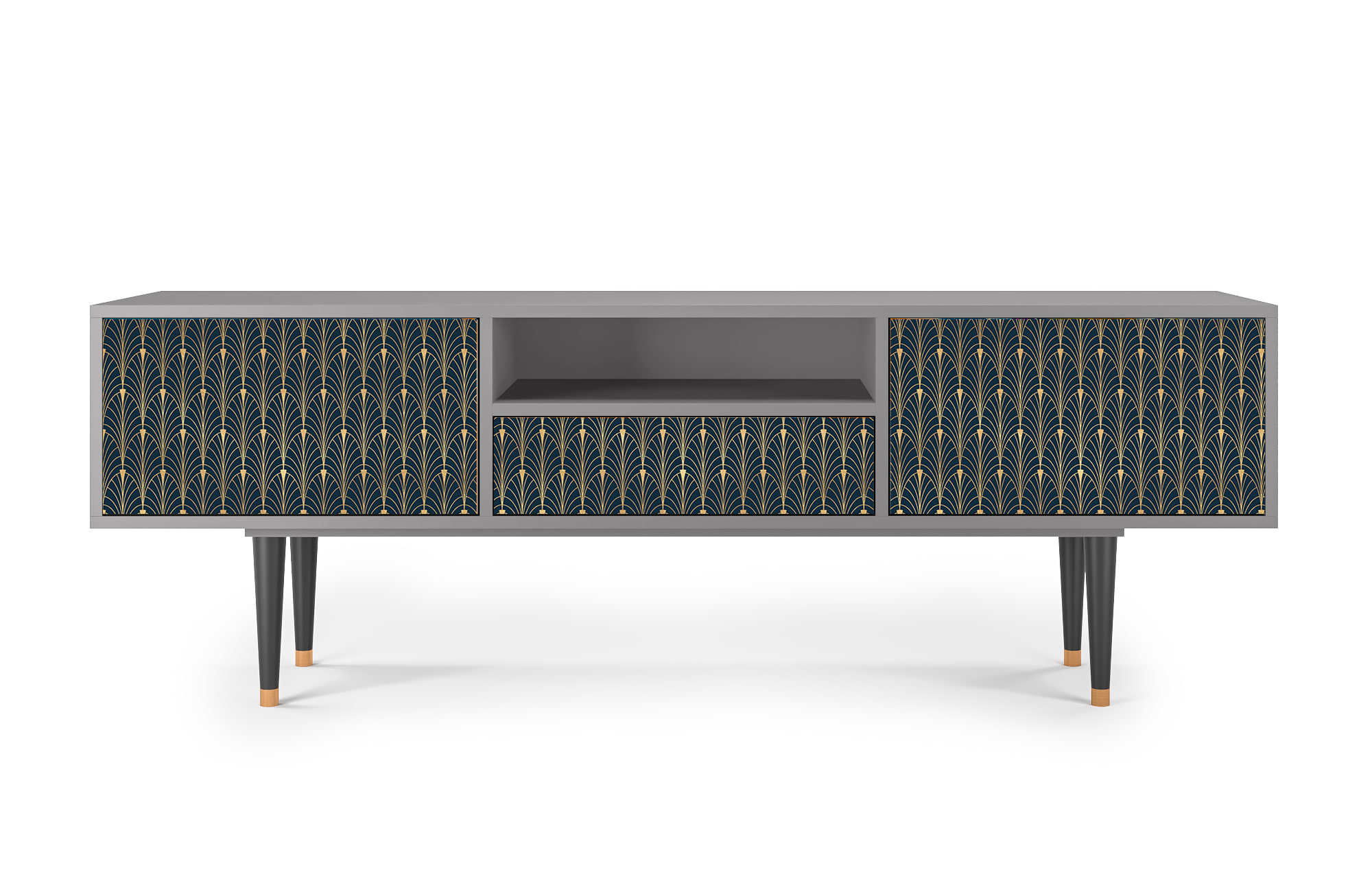 Meuble TV  bleu et jaune 1 tiroir et 2 portes L 170 cm