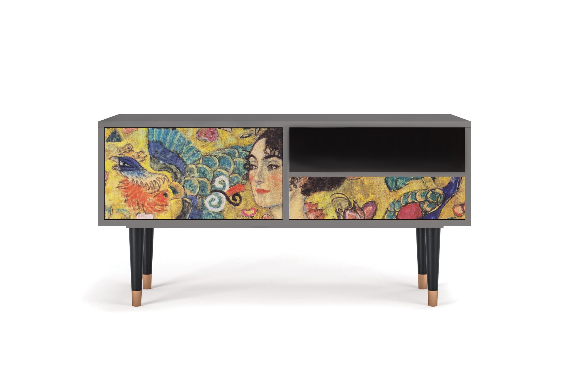 Meuble TV  jaune 1 tiroir et 1 porte L 115 cm