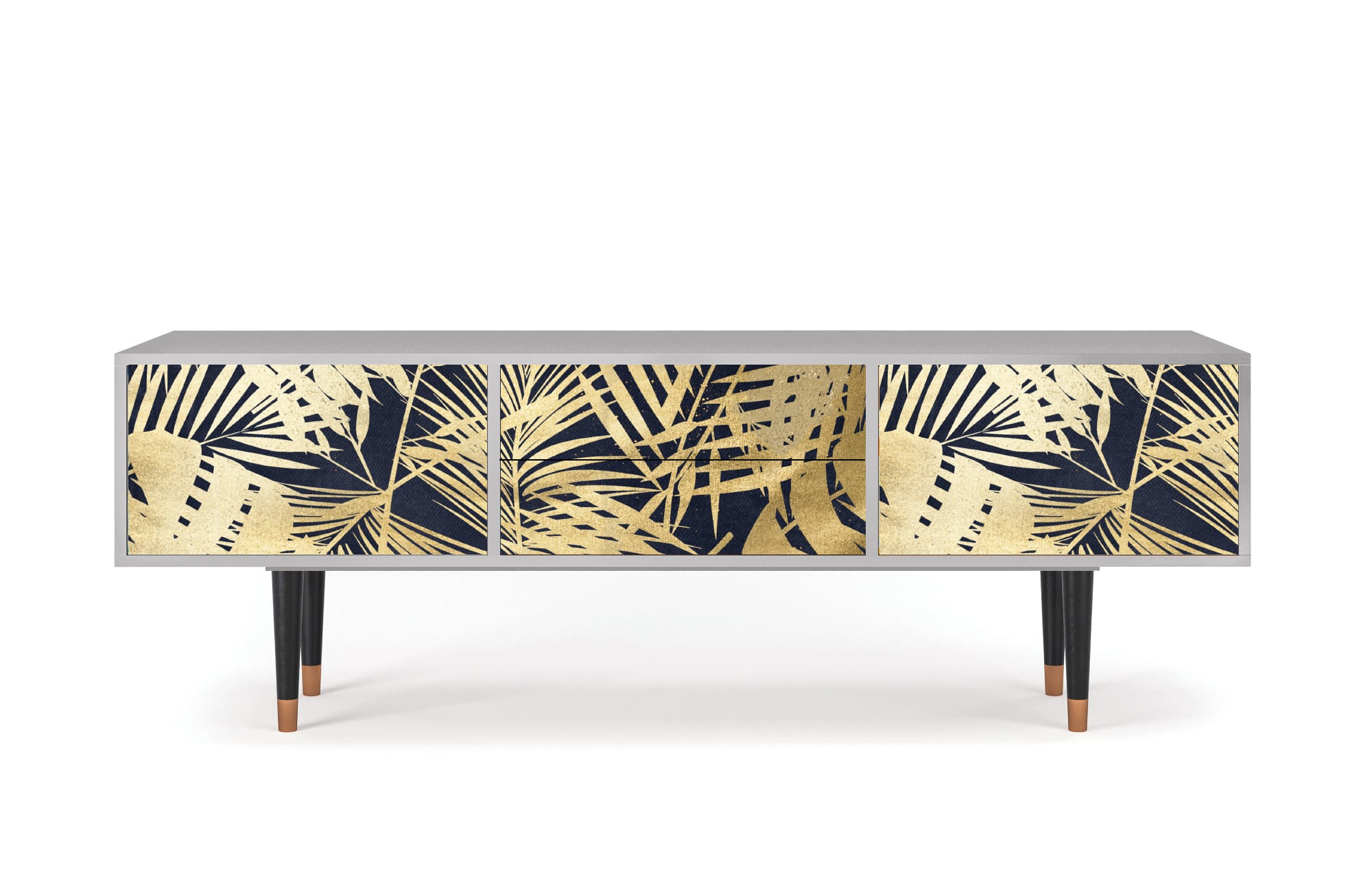 Meuble TV  bleu et jaune 2 tiroirs et 2 portes L 170 cm