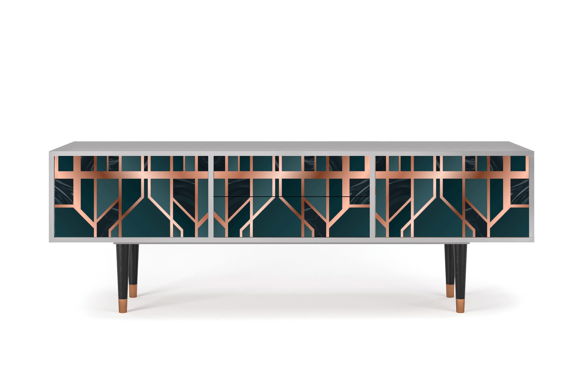 Meuble TV  bleu-vert 2 tiroirs et 2 portes L 170 cm