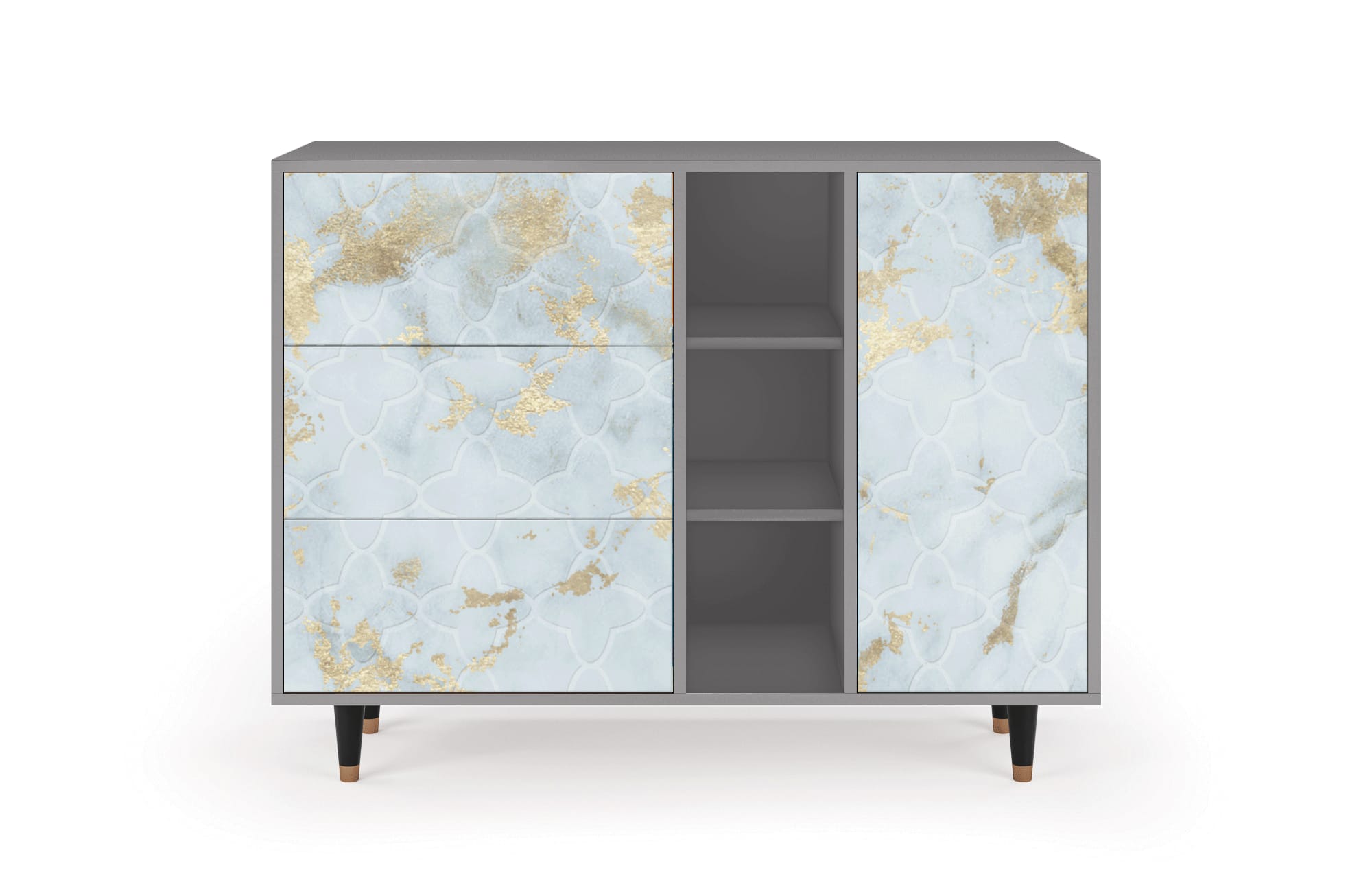 Buffet  blanc clair 3 tiroirs et 1 porte L 125 cm