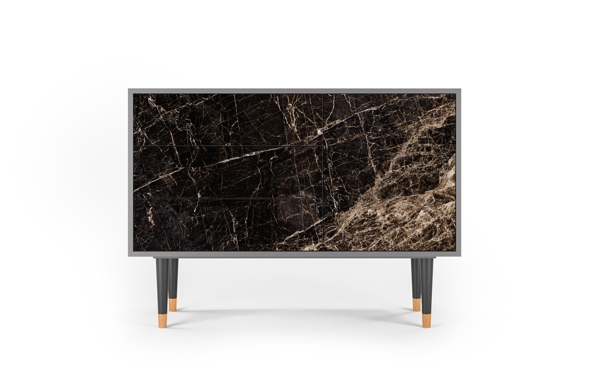 Buffet  noir 3 tiroirs et 1 porte L 115 cm