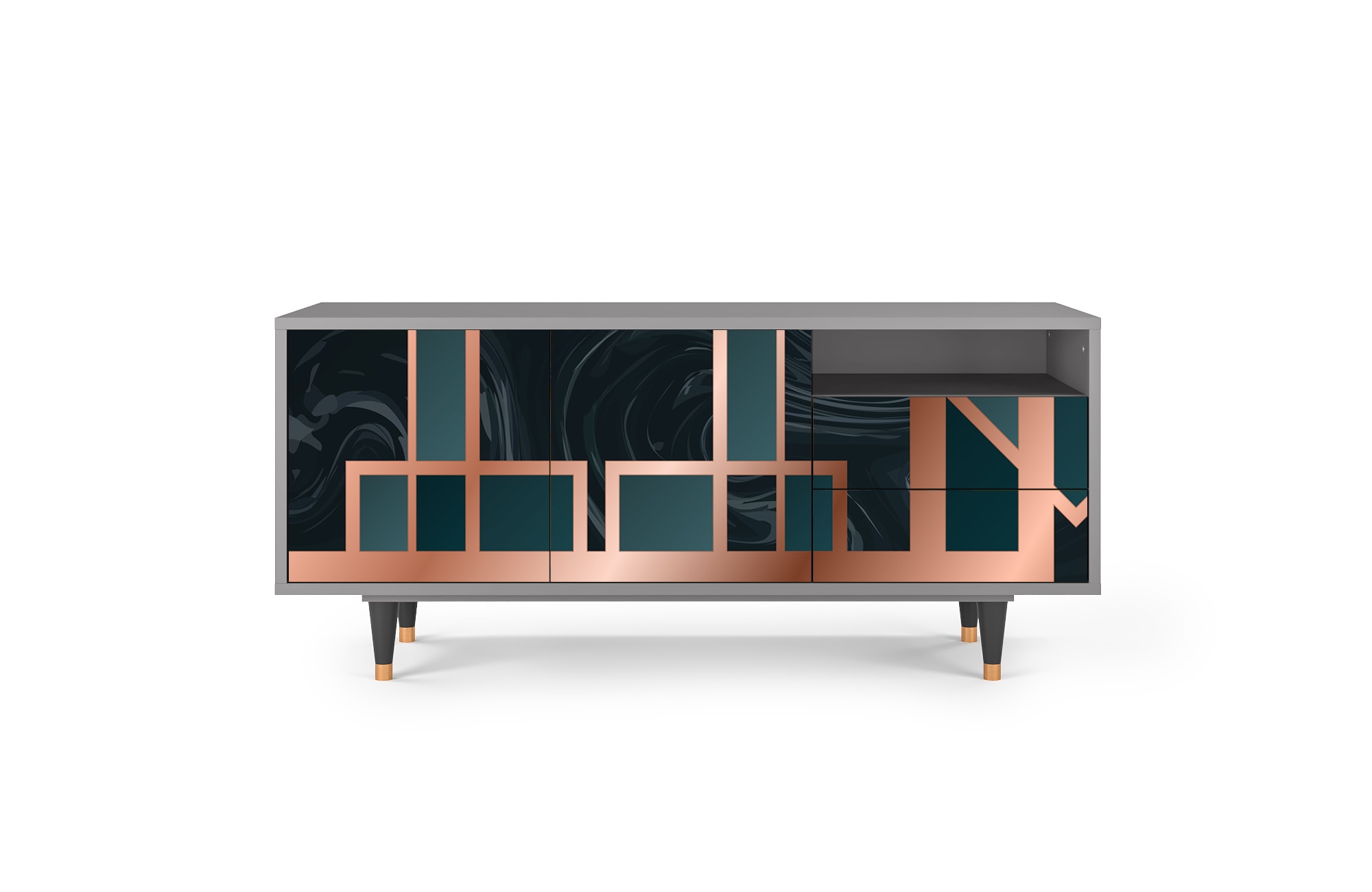 Meuble TV  bleu-vert 2 tiroirs et 2 portes L 125 cm