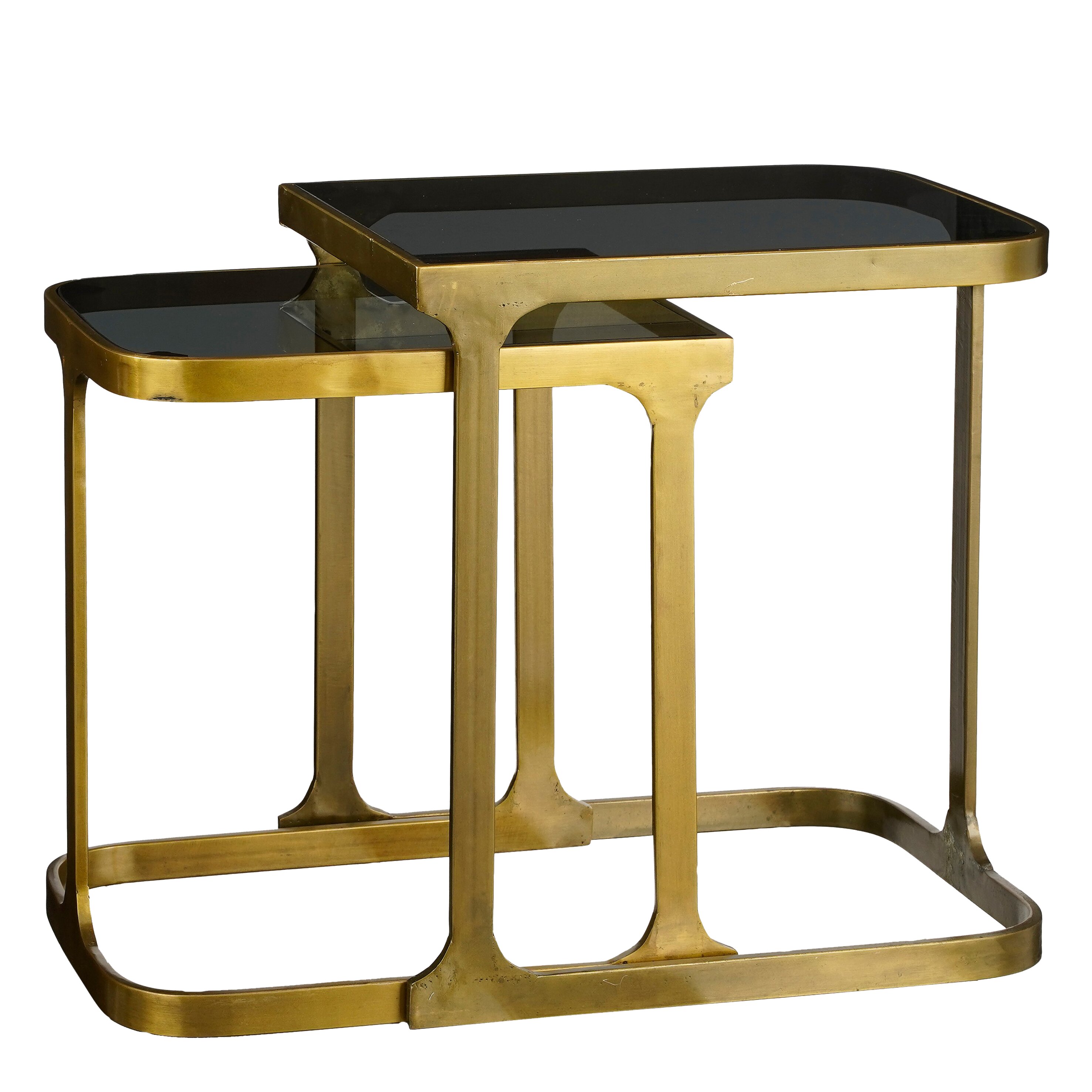 Lot de 2 tables gigognes en métal dóre H52