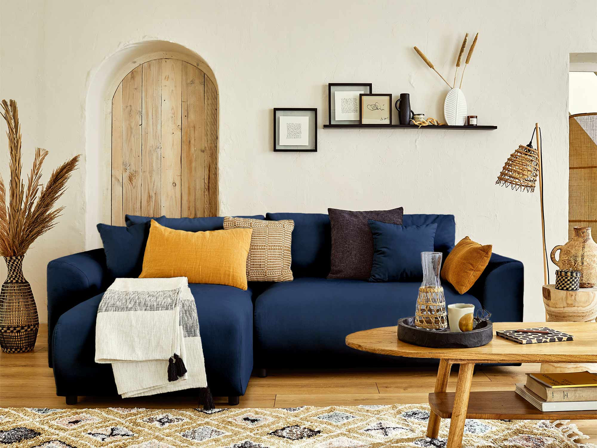 Produit similaire: camelias - Canapé velours Bleu