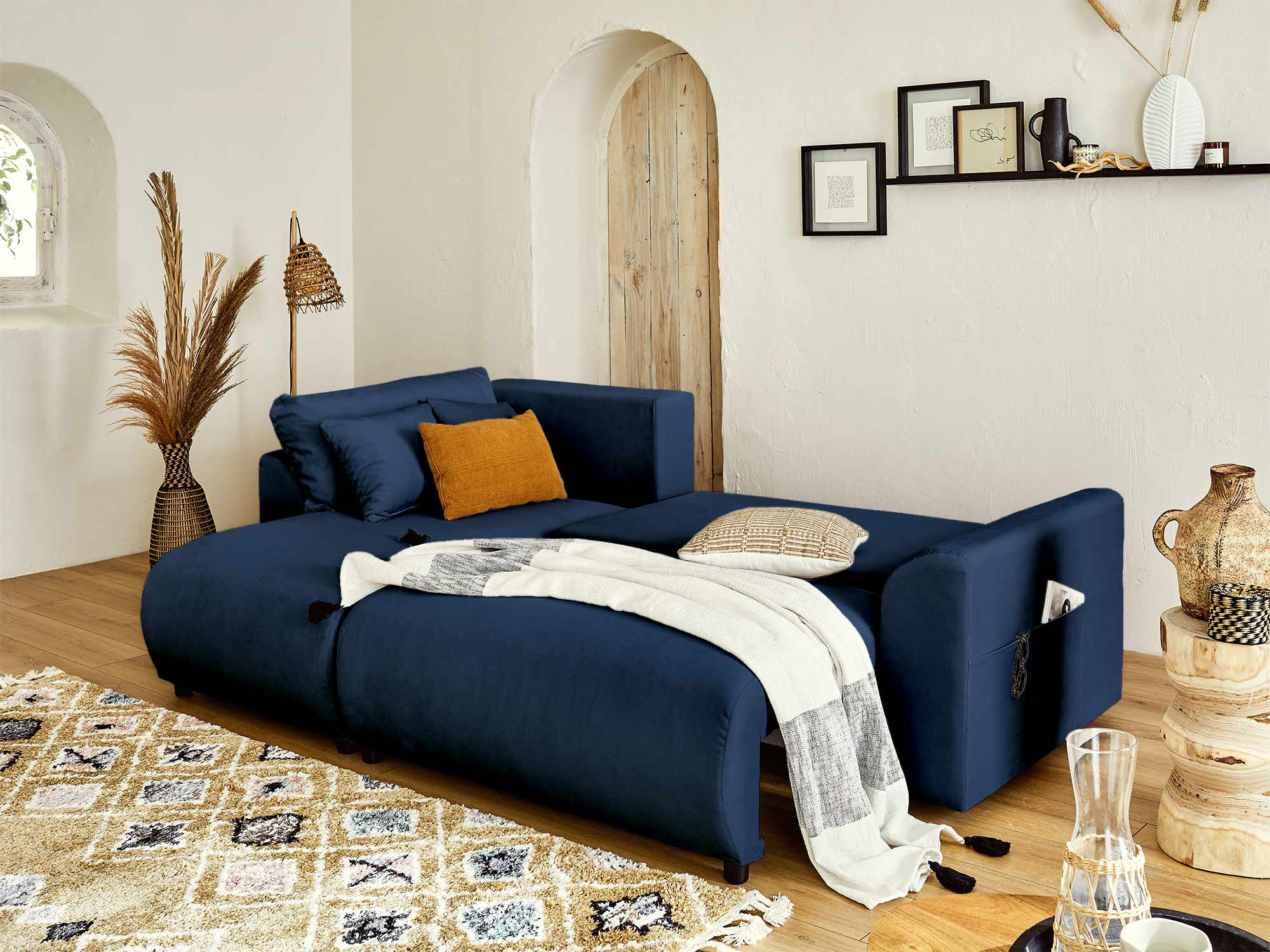 camelias - Canapé velours Bleu - Vue supplémentaire 2