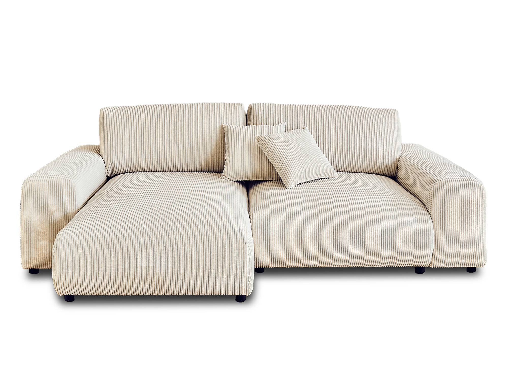 Canapé d'angle 4 places Beige Velours Design Confort