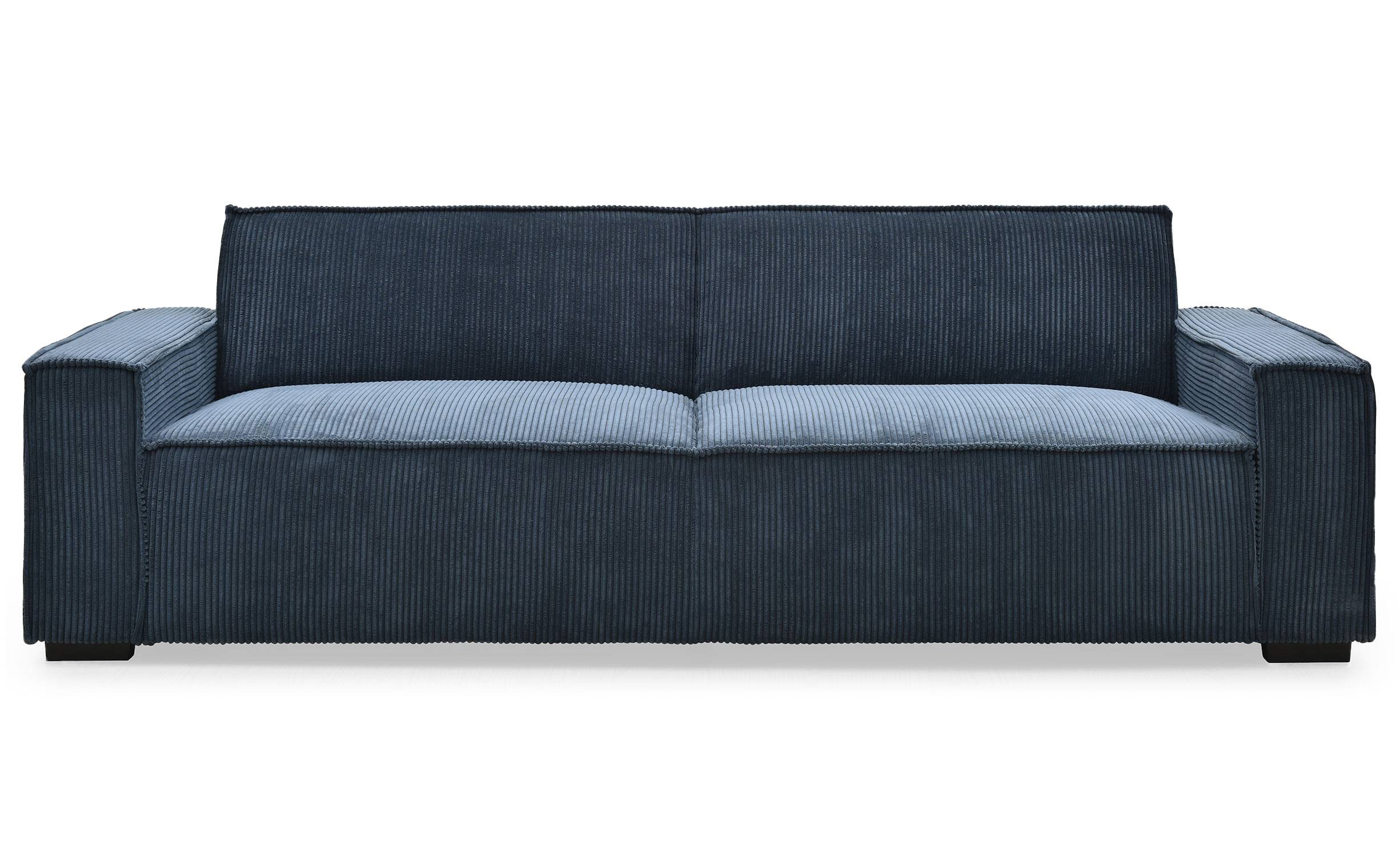 Canapé droit 3 places Bleu Velours Moderne Confort