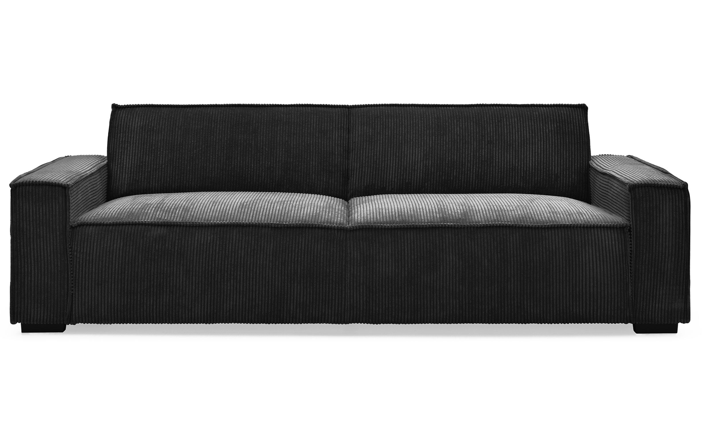 Canapé droit 3 places Noir Velours Moderne Confort