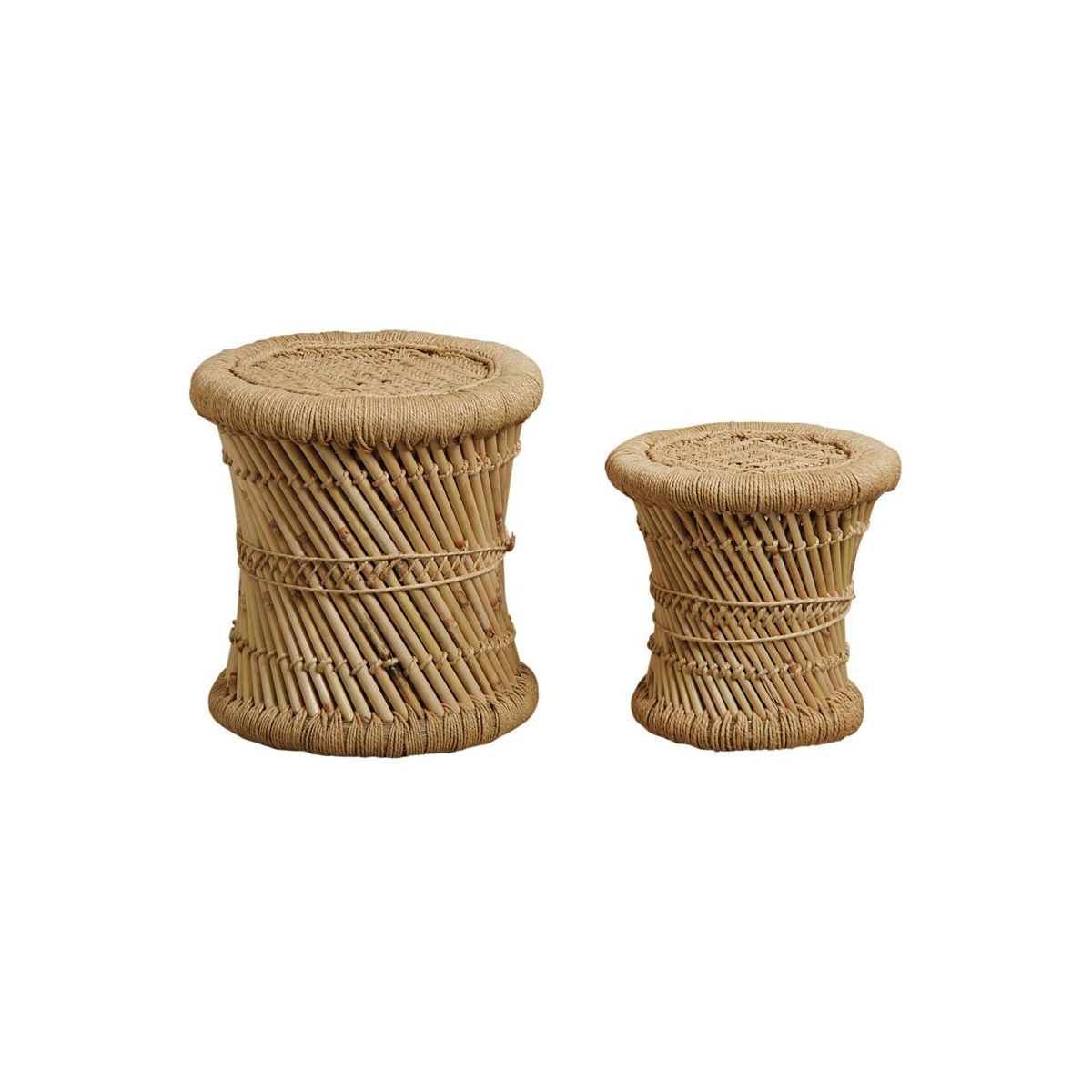 Tabourets en roseau (lot de 2) motif naturel