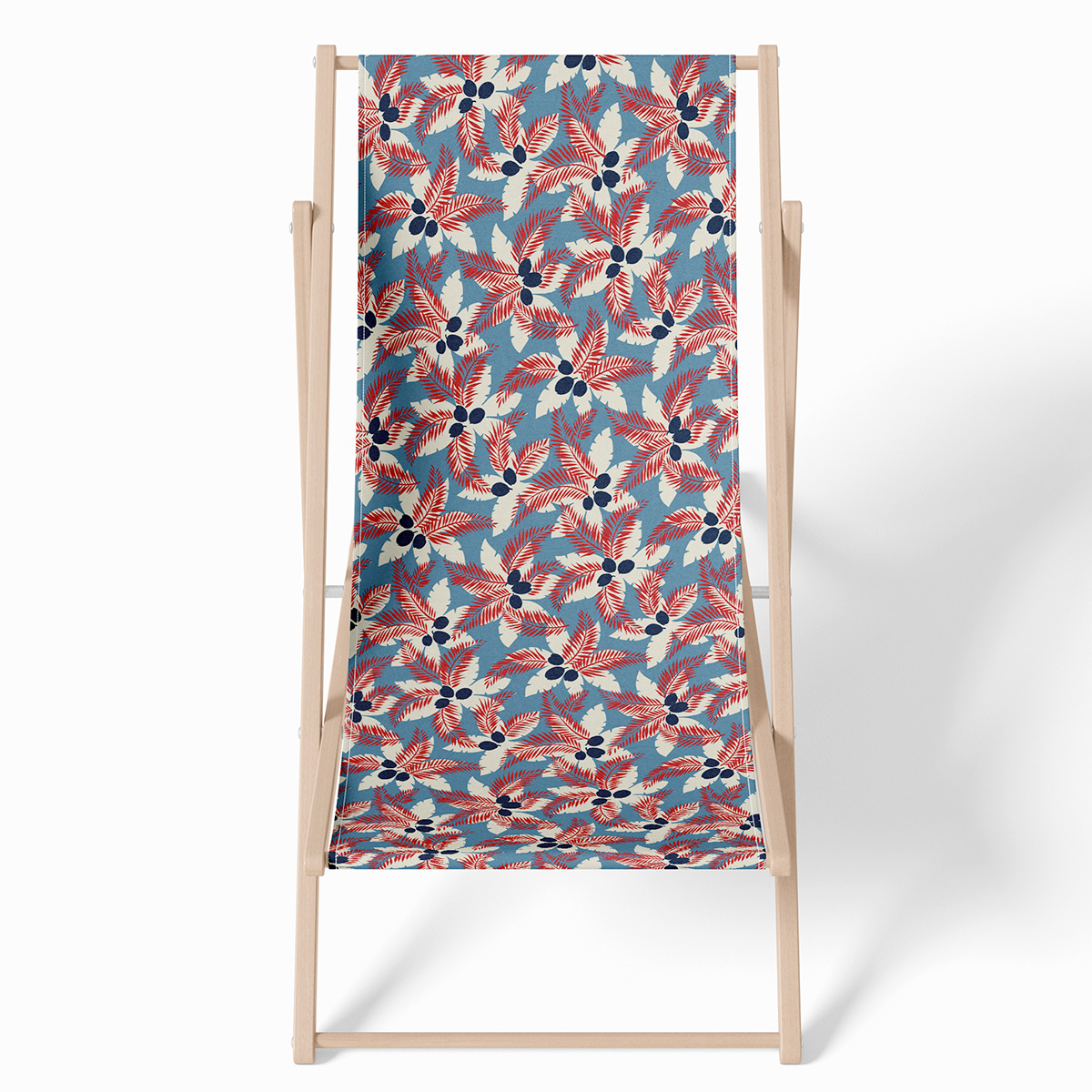 chaise longue / chilienne floral bois de hêtre bleu