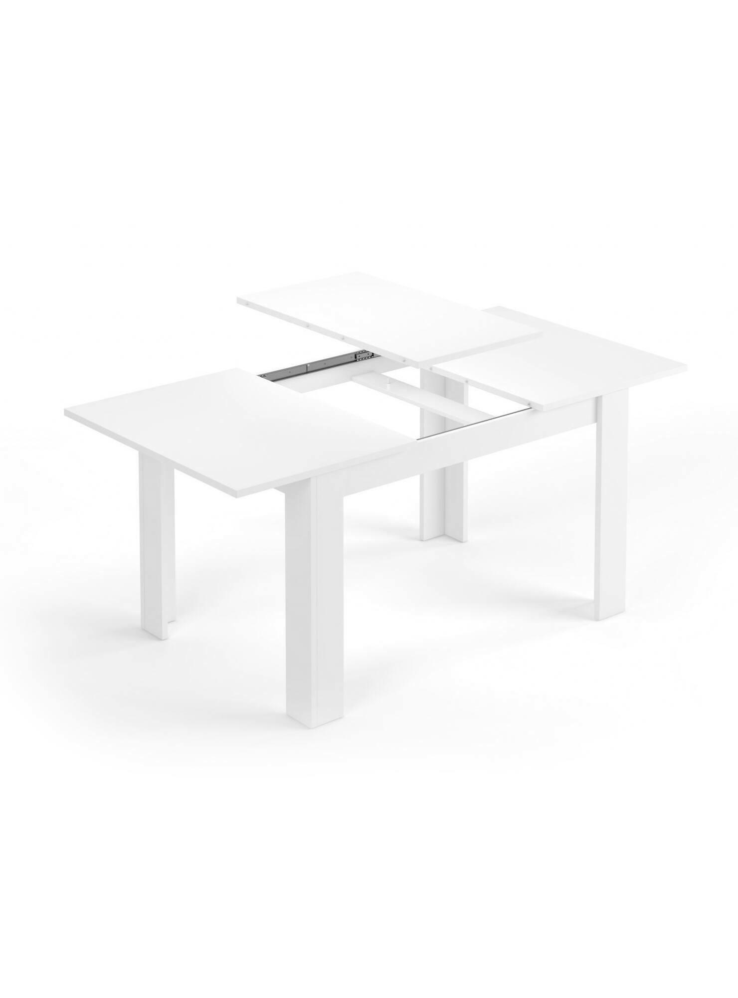 table extensible effet bois 140/190x90 cm blanc brillant