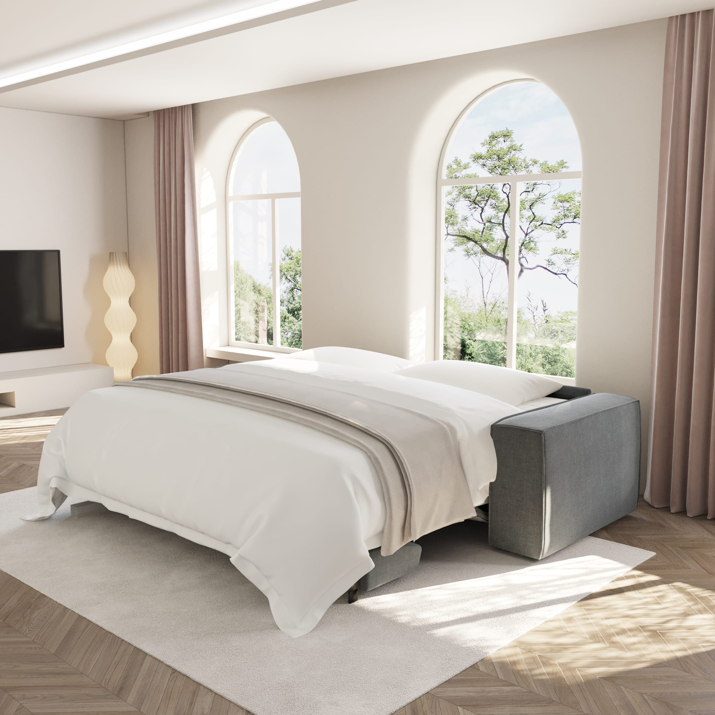 joan - Canapé convertible velours Gris - Vue supplémentaire 2